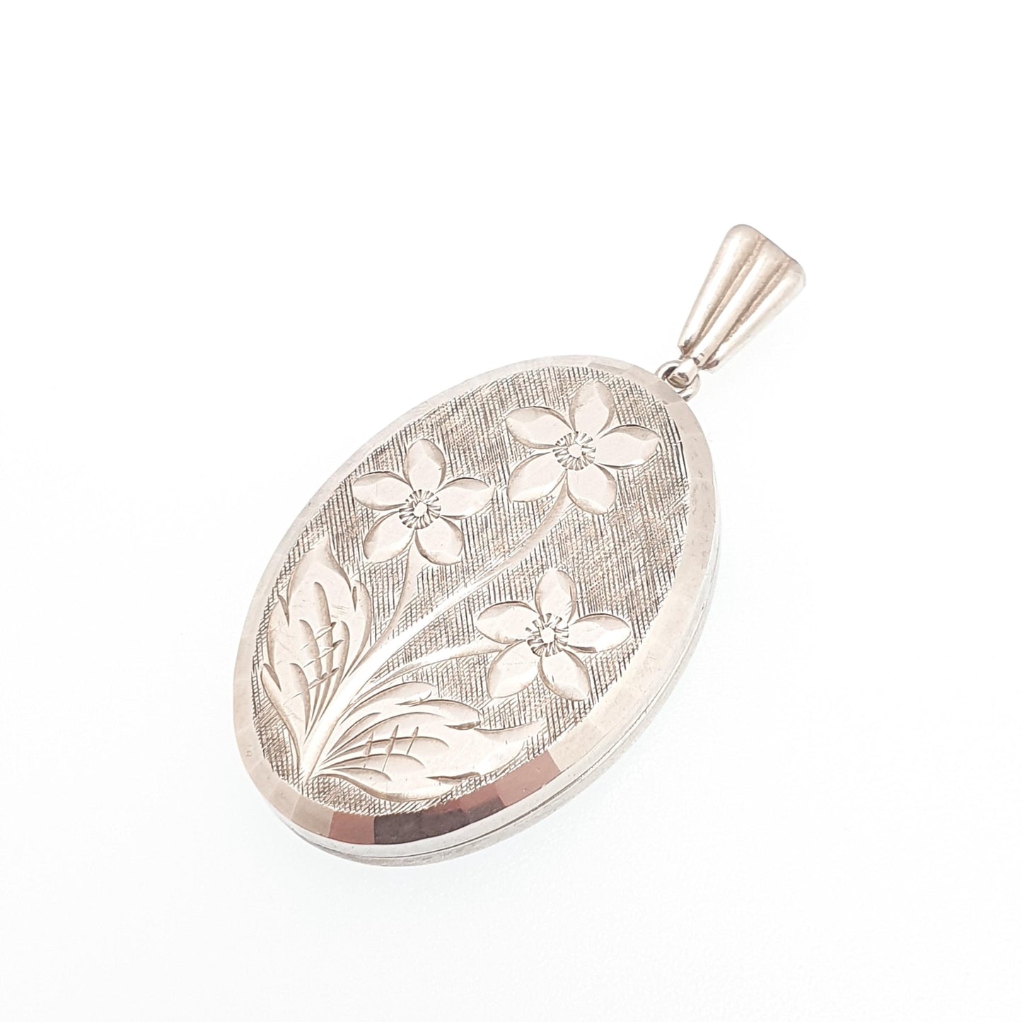 Vintage Georg Jensen Sterling Silver Locket Oval Flower Engraved Necklace Pendant Hallmark Cute Picture Photo Womens Jewellery Jewelry