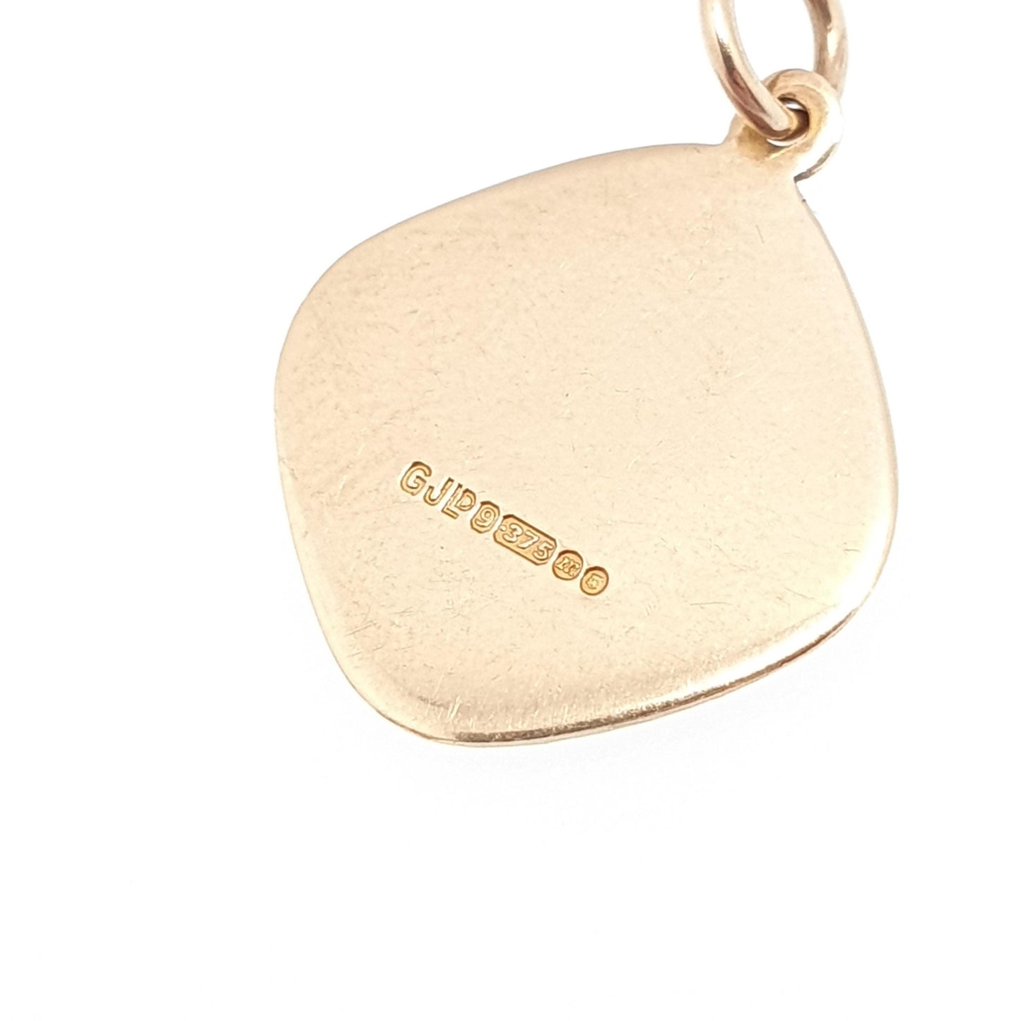 Vintage GEORG JENSEN 9ct 375 Gold St Christopher Charm Pendant Square Shape Necklace Small Solid 9k Travel Saint Jewellery Jewelry Men Women