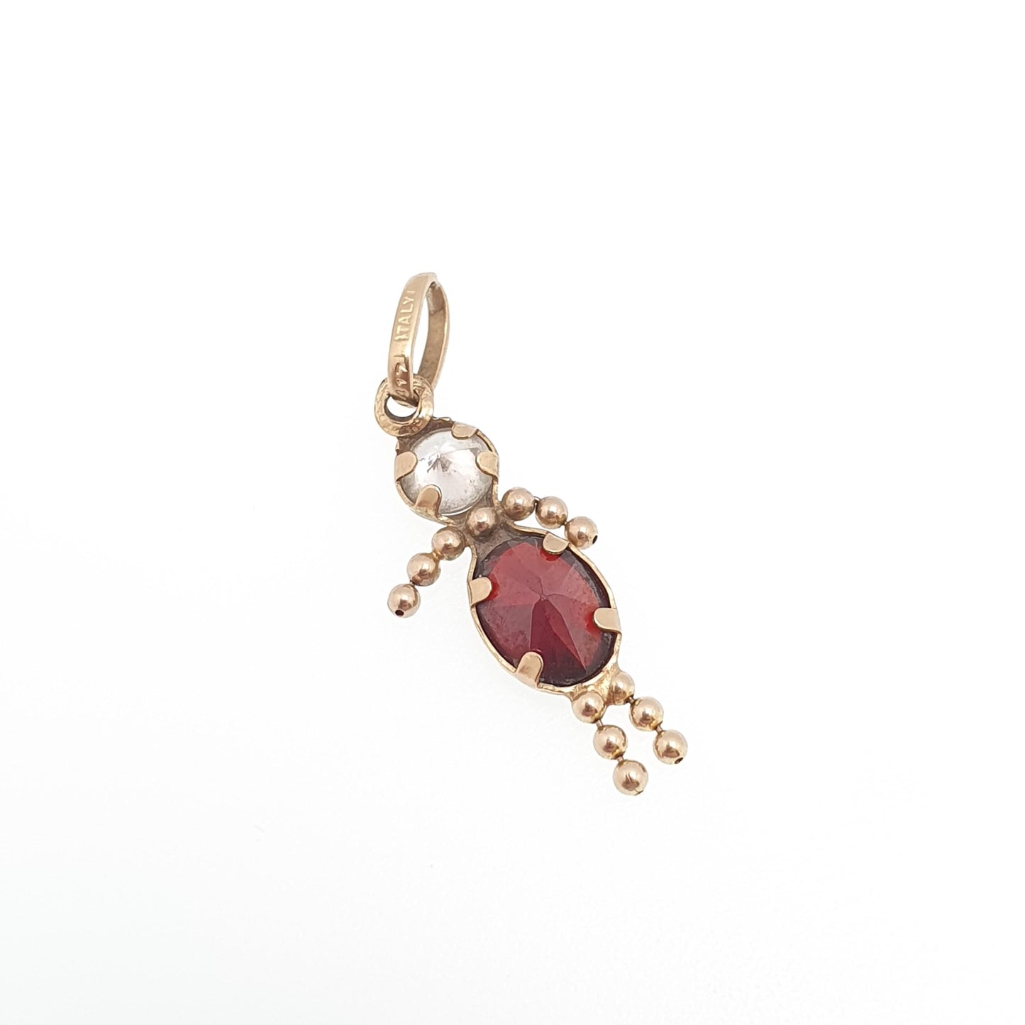 Vintage 10k Gold Boy Ragdoll Doll Pendant Necklace Charm Garnet Paste Solid 417 10kt Necklace Cute Retro Womens Jewelry Jewellery