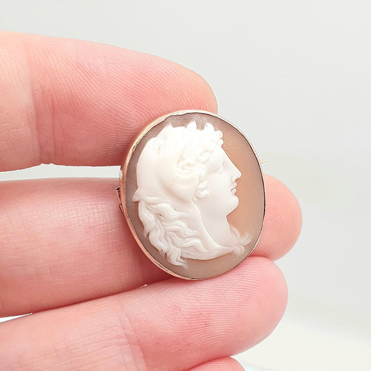 Antique 9ct Gold Hercules Cameo Brooch Victorian Solid 9k 375 Heracles God Lion Head Shell Rare Unique Carved Vintage Jewellery Jewelry