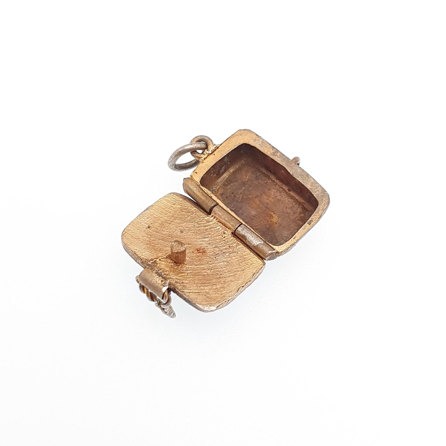 Antique Moses Basket Charm Pendant Locket Enamel Sphynx Egyptian Revival Necklace Art Deco 1900s Gold Gilt Vintage Jewelry Jewellery
