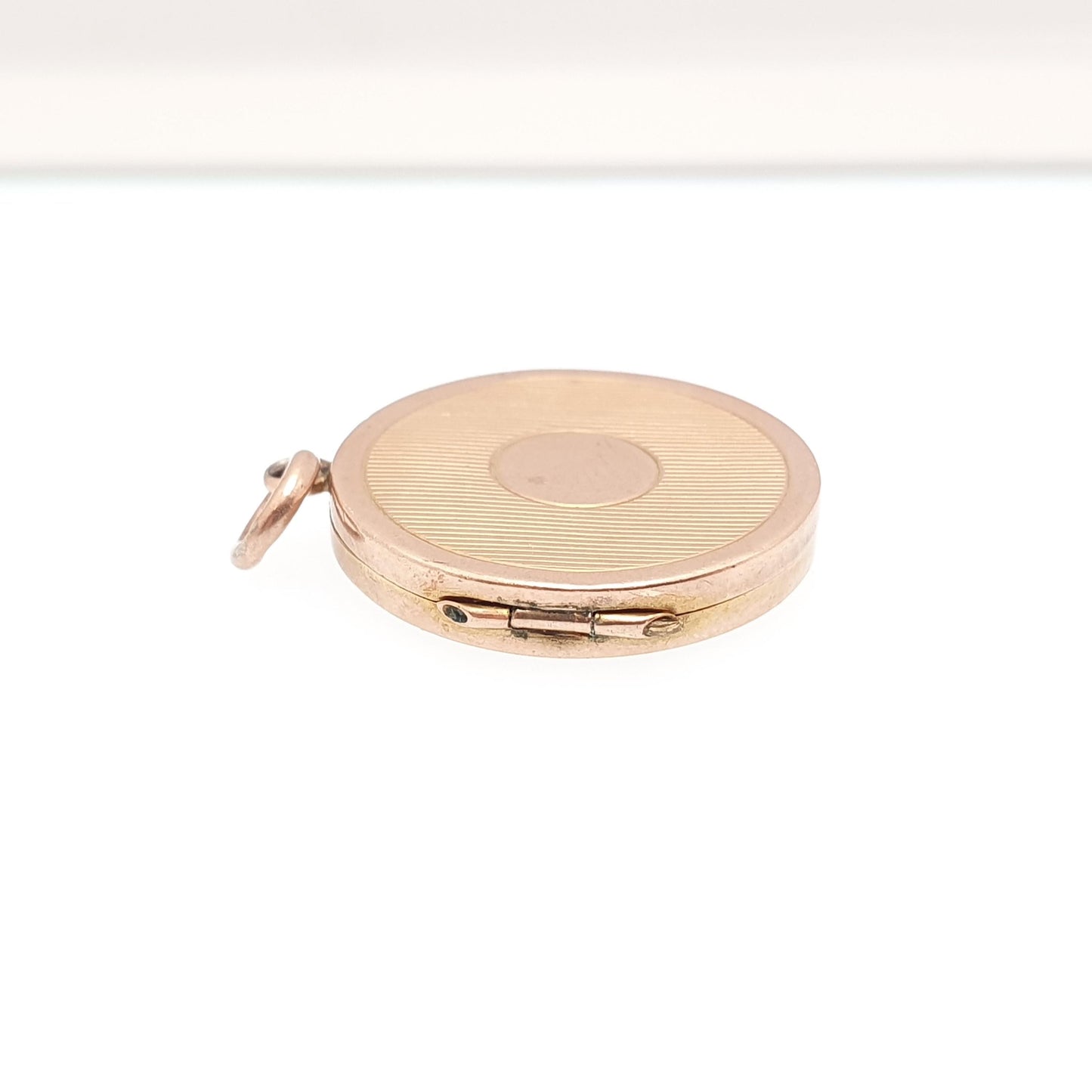 Antique Solid 9k 375 Rose Gold Locket Round 1907 Hallmark Engine Turned All 9ct 9kt Gold Necklace Photo Picture Pendant Jewelry Jewellery