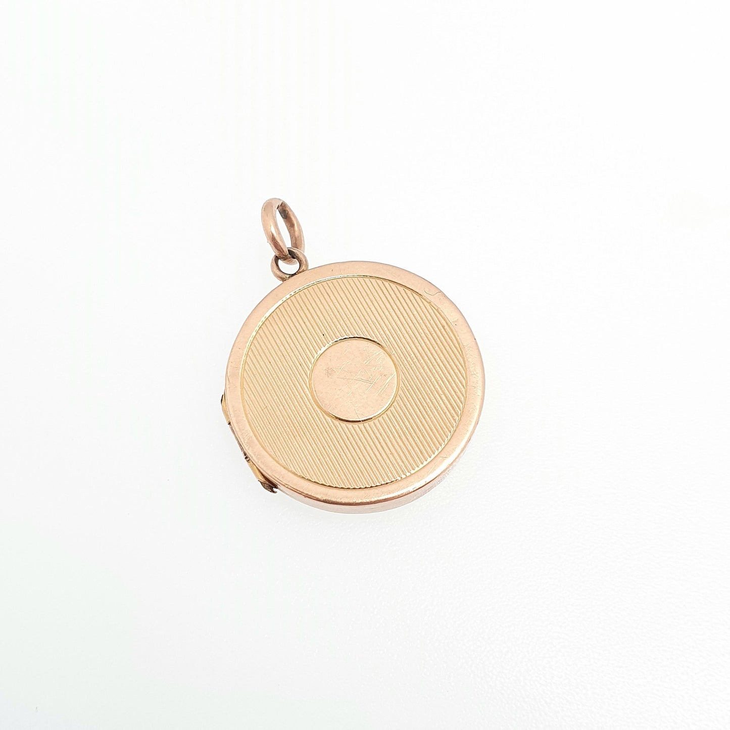 Antique Solid 9k 375 Rose Gold Locket Round 1907 Hallmark Engine Turned All 9ct 9kt Gold Necklace Photo Picture Pendant Jewelry Jewellery