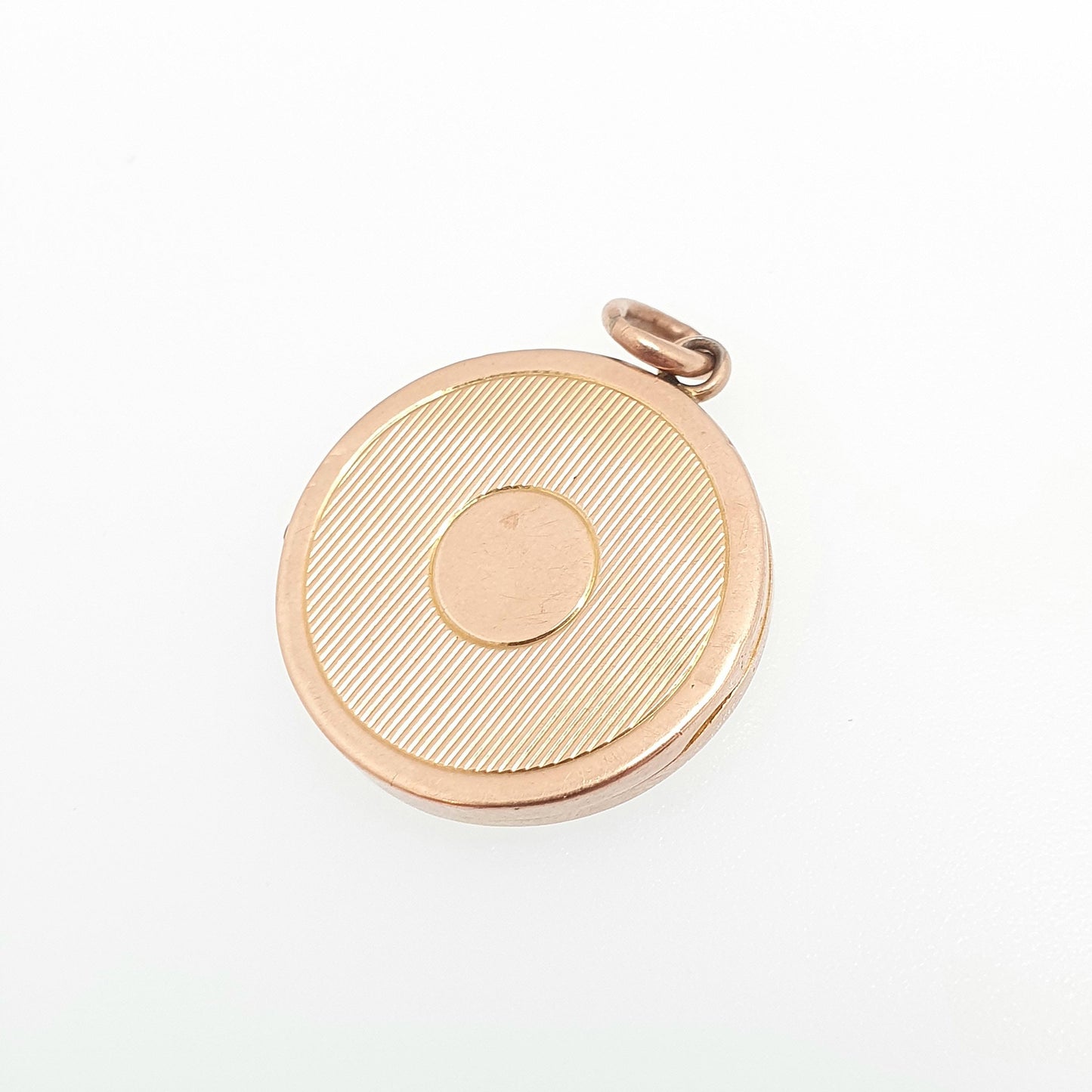 Antique Solid 9k 375 Rose Gold Locket Round 1907 Hallmark Engine Turned All 9ct 9kt Gold Necklace Photo Picture Pendant Jewelry Jewellery
