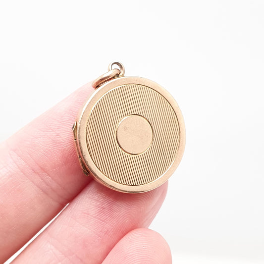 Antique Solid 9k 375 Rose Gold Locket Round 1907 Hallmark Engine Turned All 9ct 9kt Gold Necklace Photo Picture Pendant Jewelry Jewellery
