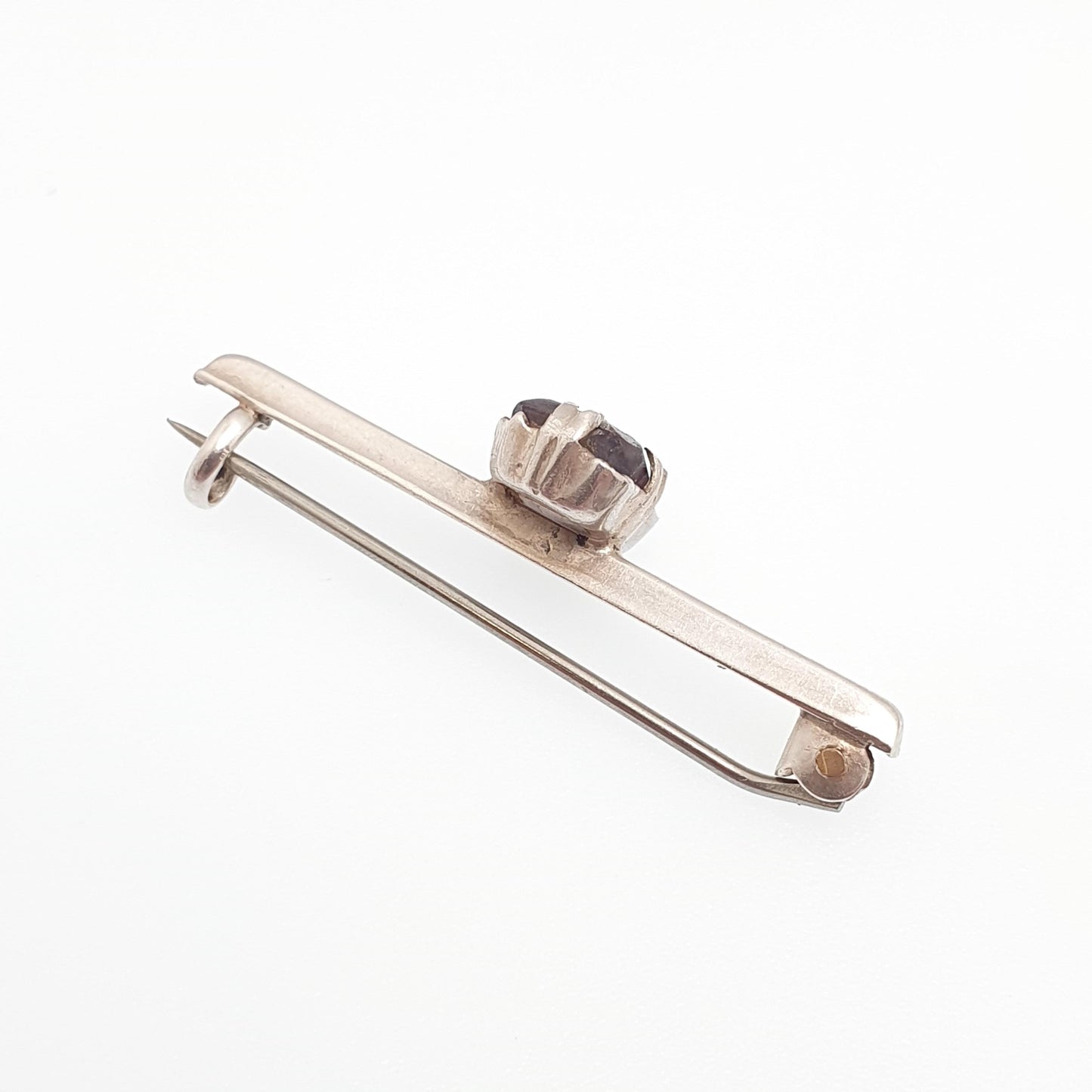 Antique Blue John Sterling Silver Brooch Bar Pin Very Rare Rectangular Cut Genuine Real Bleu Jaune Vintage Womens Jewelry Jewellery