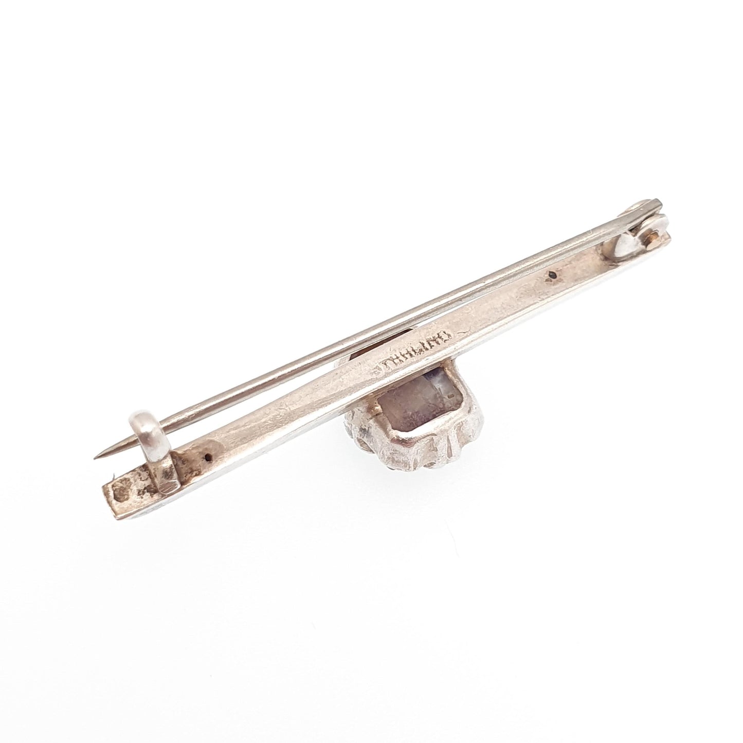 Antique Blue John Sterling Silver Brooch Bar Pin Very Rare Rectangular Cut Genuine Real Bleu Jaune Vintage Womens Jewelry Jewellery