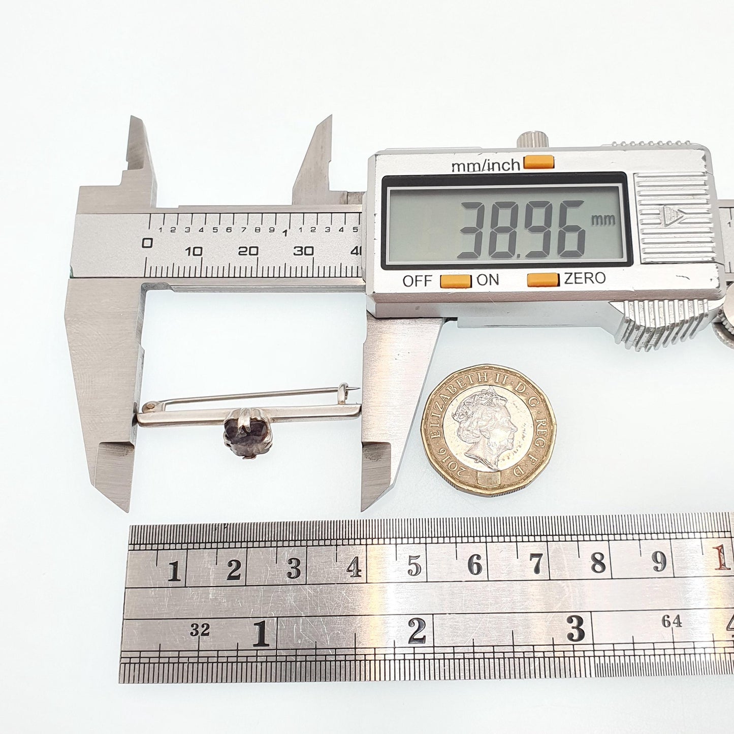 Antique Blue John Sterling Silver Brooch Bar Pin Very Rare Rectangular Cut Genuine Real Bleu Jaune Vintage Womens Jewelry Jewellery