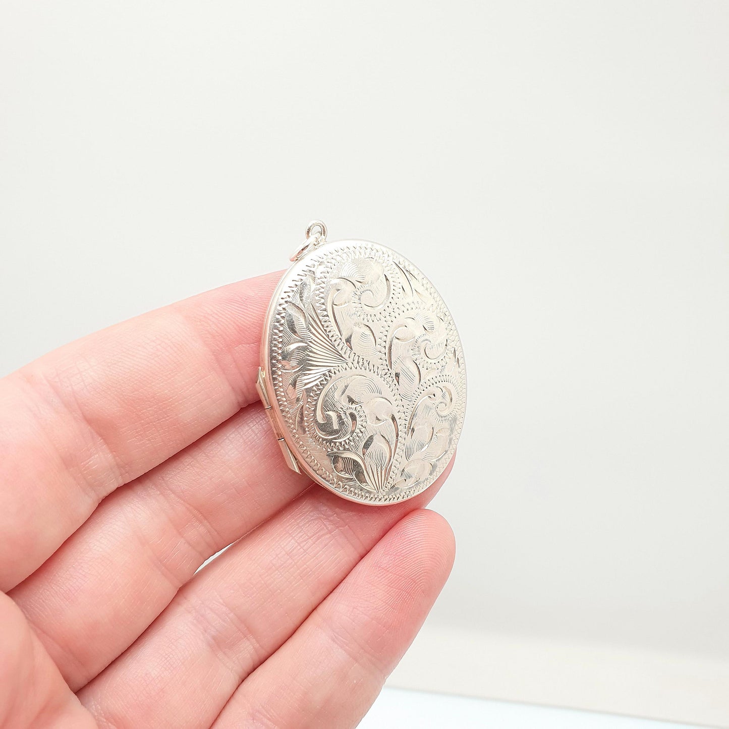 Vintage Sterling Silver Locket Large Big Oval 1972 Hallmark Pendant Necklace Engraved Retro Fine Solid 925 Jewelry Womens Jewellery