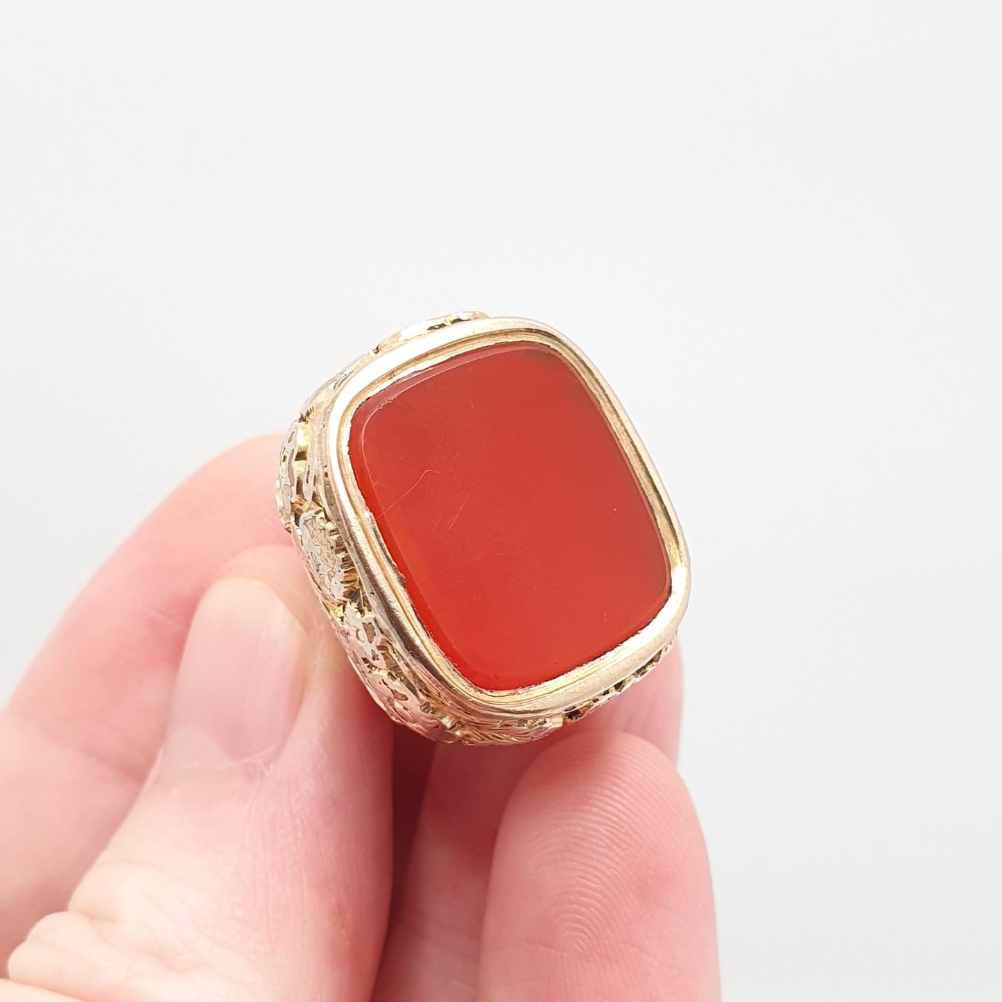 Antique Victorian Rolled Gold Fob Pendant Large Carnelian Quartz Necklace Big Gemstone Gold Filled Albert Seal Vintage Jewellery Jewelry
