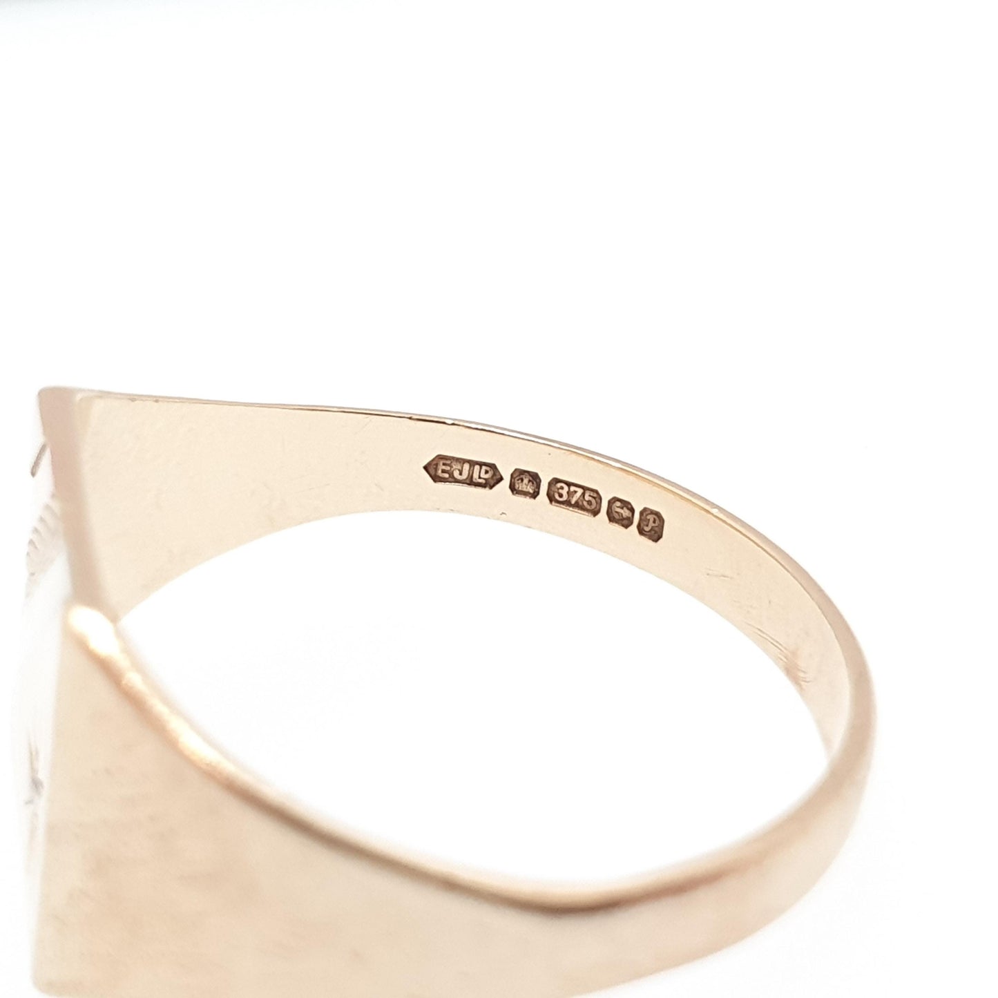 Vintage 9k 9ct Gold Diamond Signet Ring Tri Colour Gold Square Chunky 1989 Hallmark Solid 375 Womens Mens Rings Jewelry Jewellery