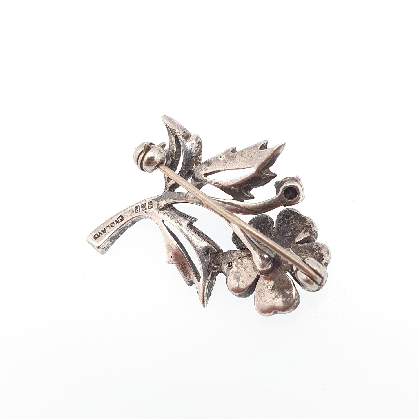 Antique Sterling Silver White Paste Brooch Genuine Art Deco Ciro SCP Floral Spray Flower 1920s Sparkly Vintage Jewelry Jewellery