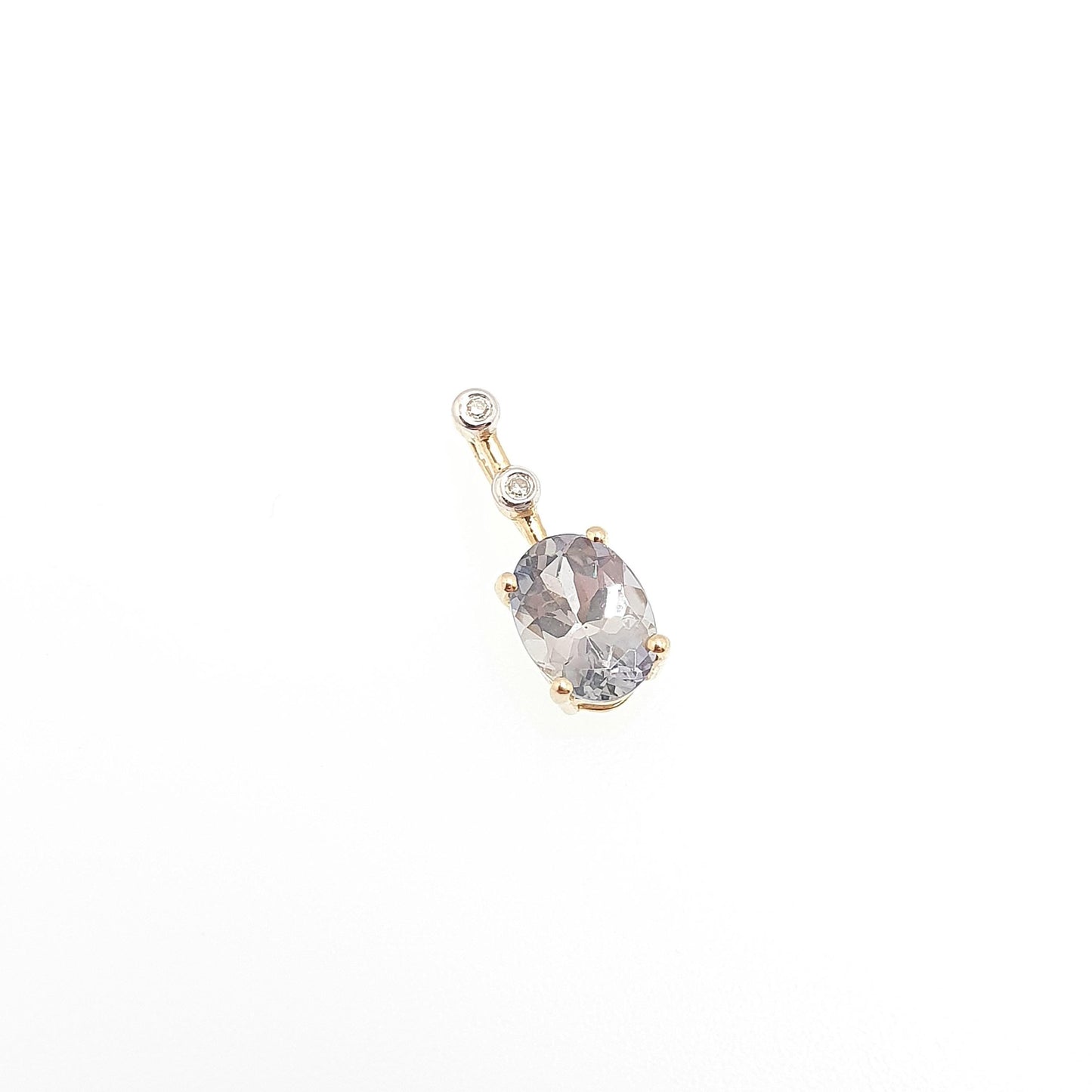 Vintage 10k 10kt Gold Tanzanite & Diamond Necklace Pendant Oval Cut Solid 417 Blue Gemstone Cute Gift Sweet Retro Womens Jewelry Jewellery