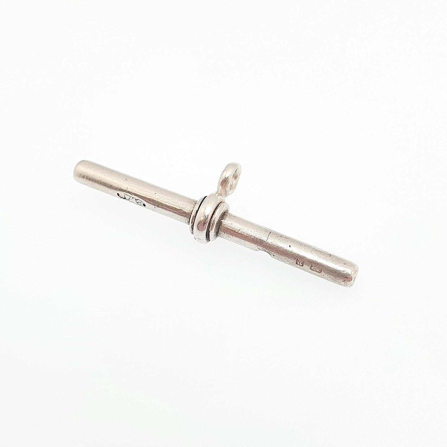 Antique Victorian Sterling Silver T Bar Pendant Fob 1898 Hallmark Albert Chain Necklace Pocket Watch Charm 925 Vintage Jewelry Jewellery