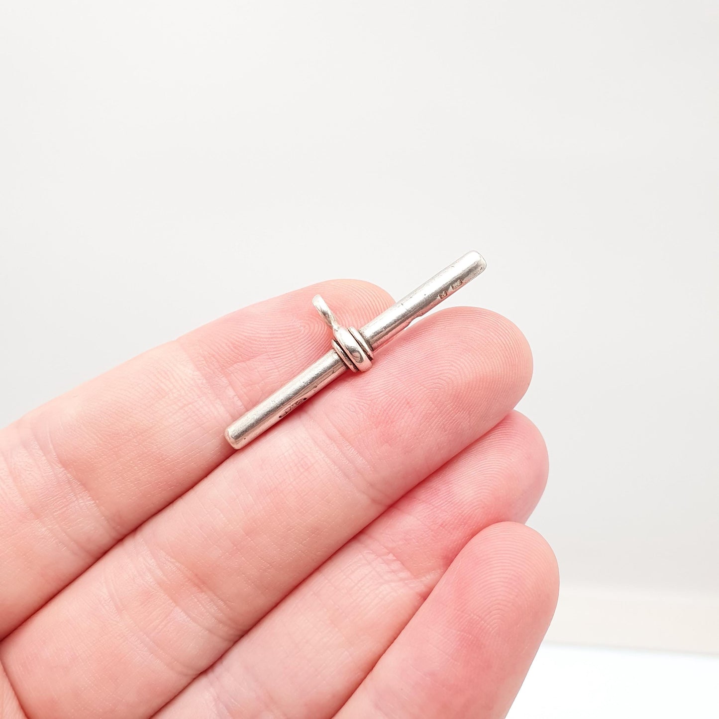Antique Victorian Sterling Silver T Bar Pendant Fob 1898 Hallmark Albert Chain Necklace Pocket Watch Charm 925 Vintage Jewelry Jewellery