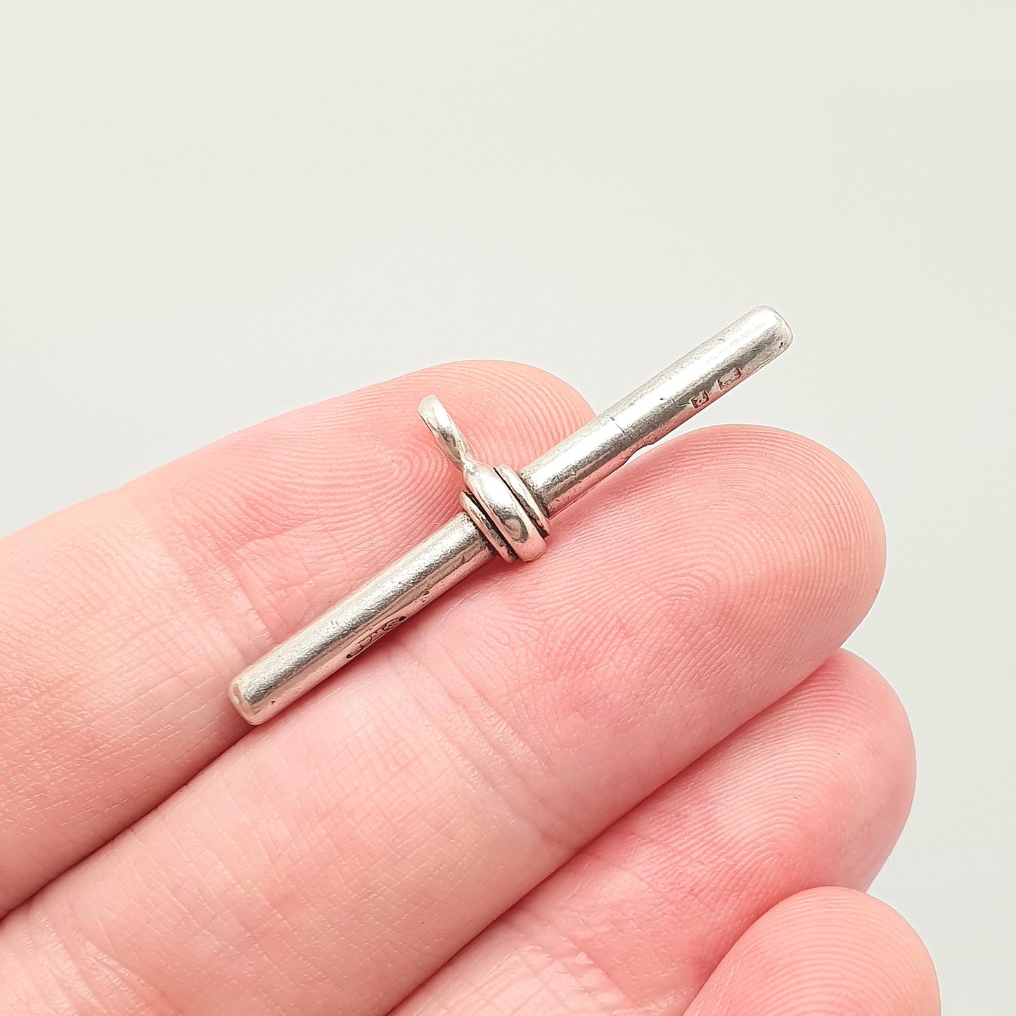 Antique Victorian Sterling Silver T Bar Pendant Fob 1898 Hallmark Albert Chain Necklace Pocket Watch Charm 925 Vintage Jewelry Jewellery