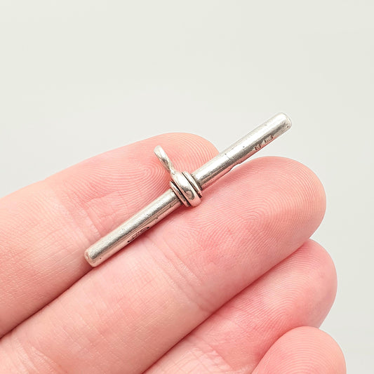 Antique Victorian Sterling Silver T Bar Pendant Fob 1898 Hallmark Albert Chain Necklace Pocket Watch Charm 925 Vintage Jewelry Jewellery