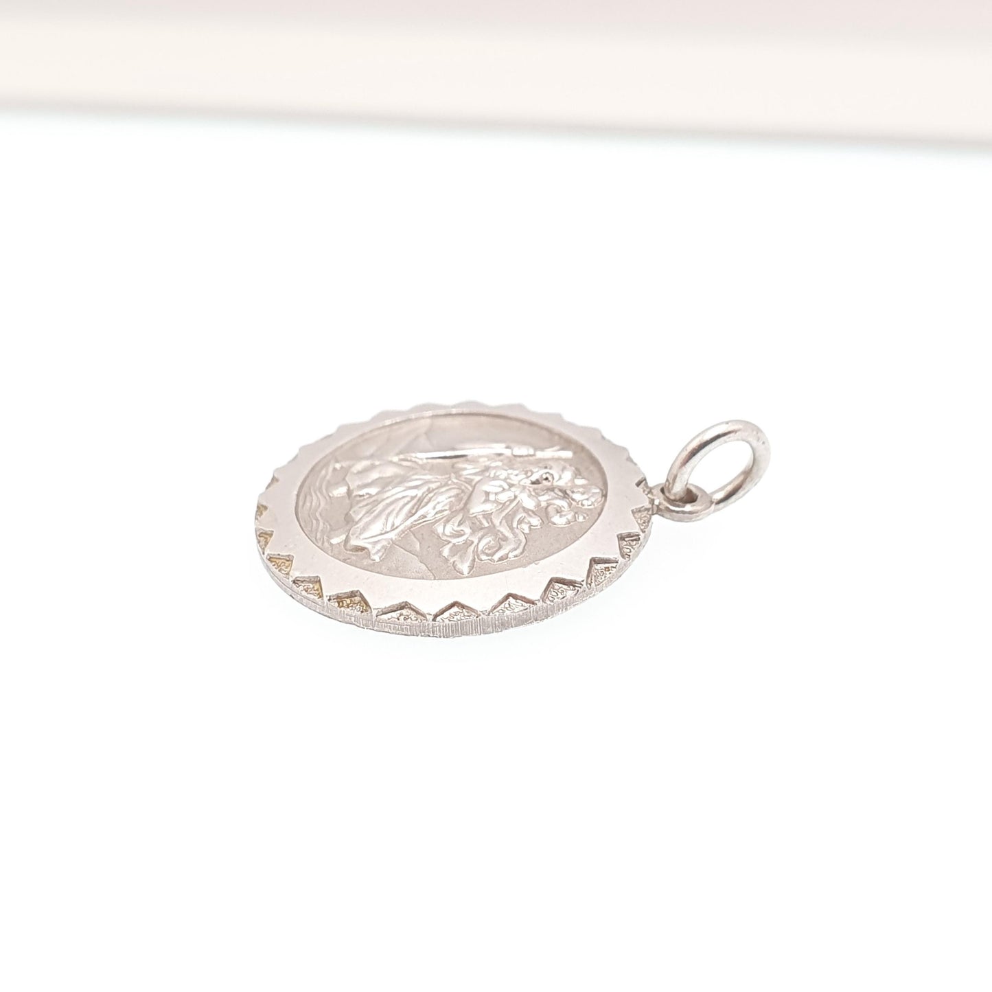 GEORG JENSEN Vintage Sterling Silver St Christopher Pendant Necklace Small Plane Car Double Sided Genuine Saint Jewellery Jewelry Women