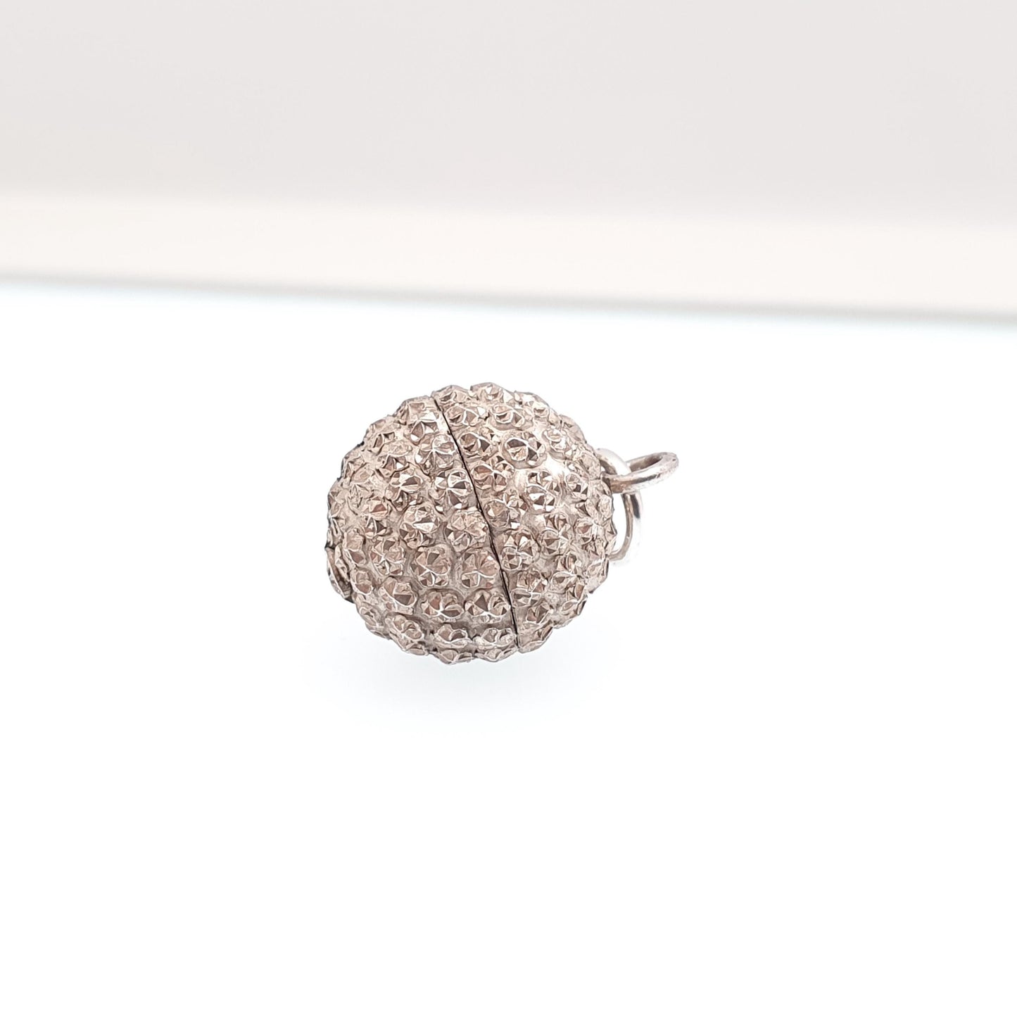 Antique Victorian Solid Silver Bead Ball Pendant Charm Necklace Pastry Cutter Globe Sweetheart Genuine 1800s Aesthetic Jewelry Jewellery