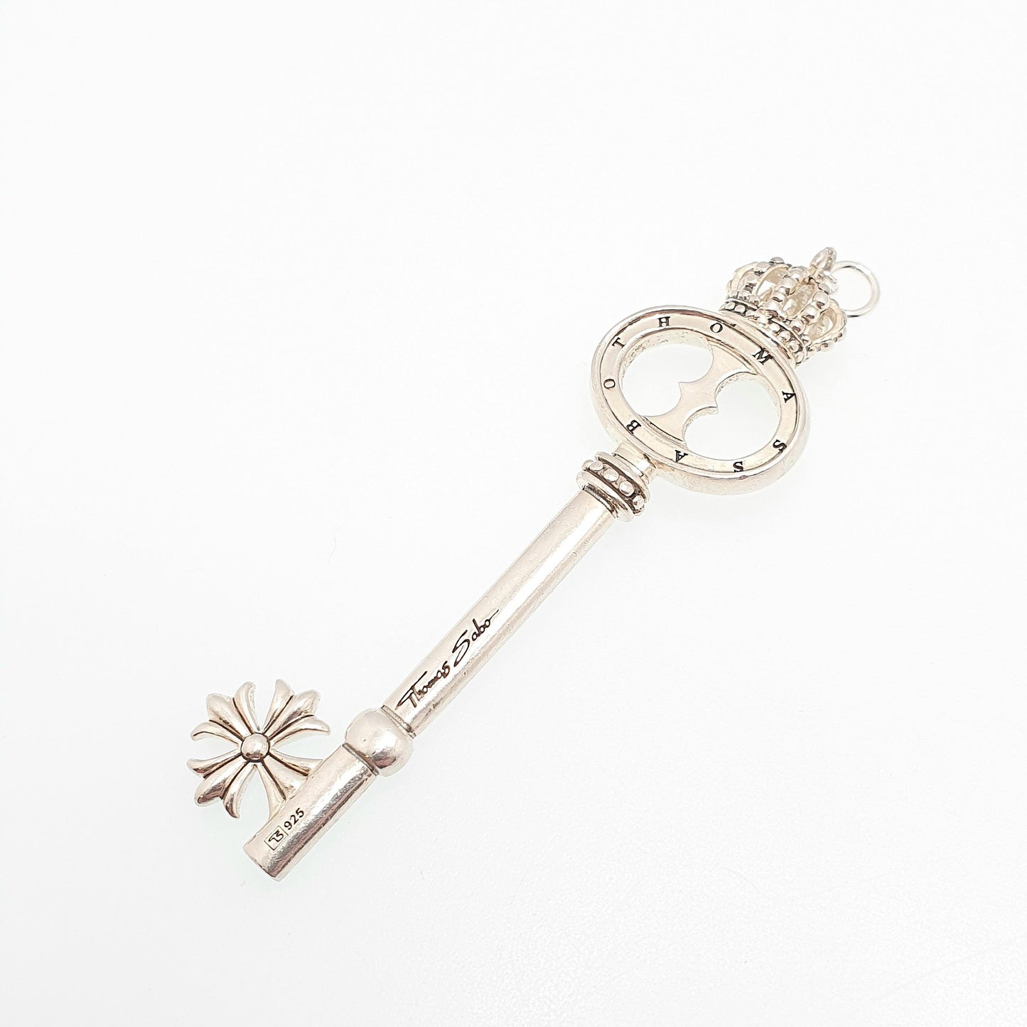 THOMAS SABO Sterling Silver Key Pendant Necklace Large Big Crown Maltese Cross Keys 925 Hallmark Retro Vintage Mens Womens Jewelry Jewellery