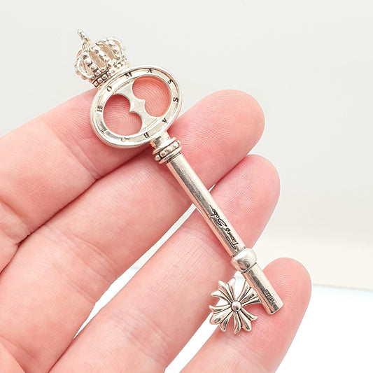 THOMAS SABO Sterling Silver Key Pendant Necklace Large Big Crown Maltese Cross Keys 925 Hallmark Retro Vintage Mens Womens Jewelry Jewellery