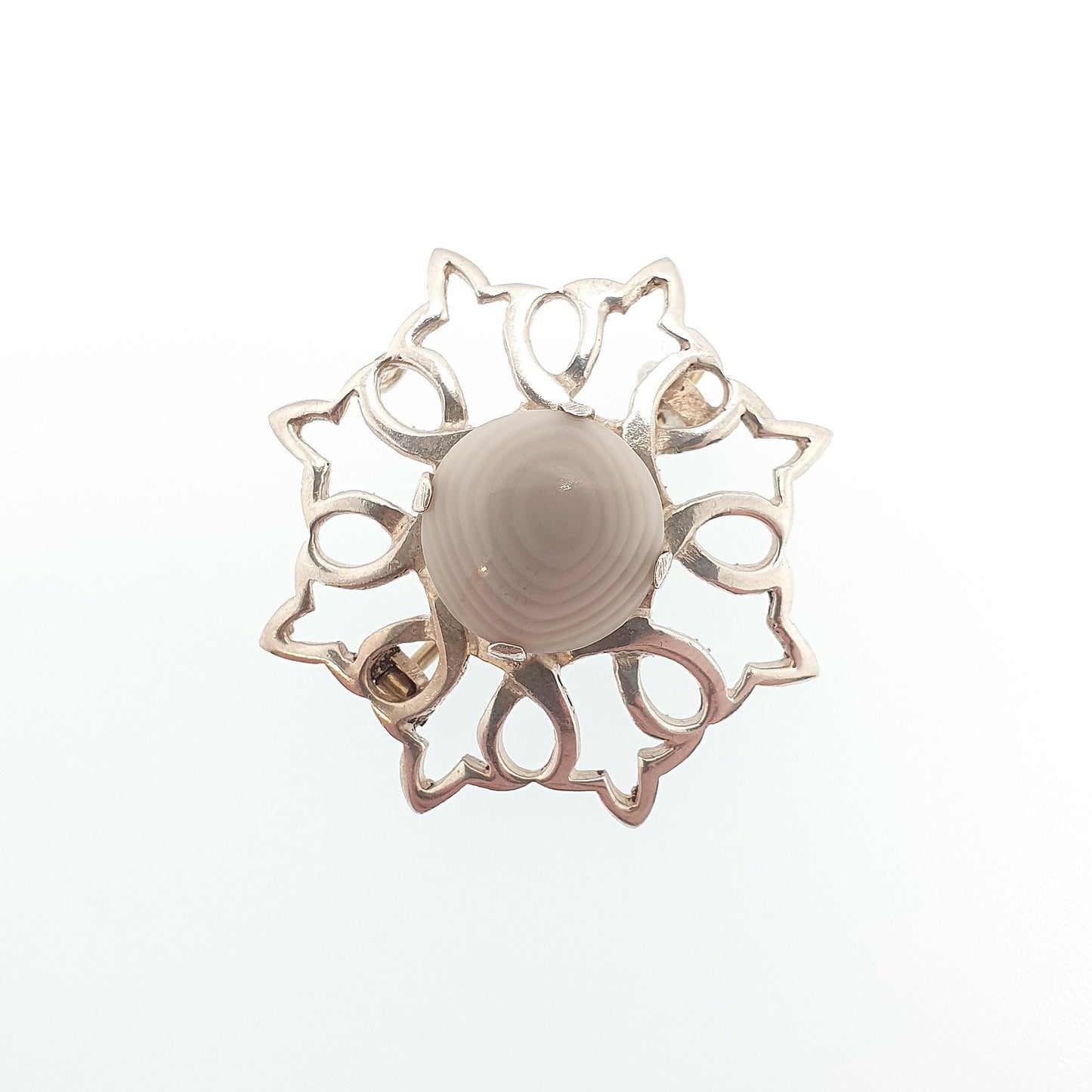 Vintage Sterling Silver JOHNFRASER Agate Brooch Scottish Inverness Gaelic Celtic Knot Natural Quartz Gemstone 925 Womens Jewelry Jewellery
