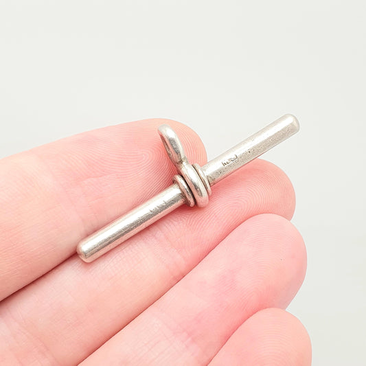 Antique Victorian Sterling Silver T Bar Pendant Fob 1892 Hallmark Albert Chain Necklace Pocket Watch Charm 925 Vintage Jewelry Jewellery
