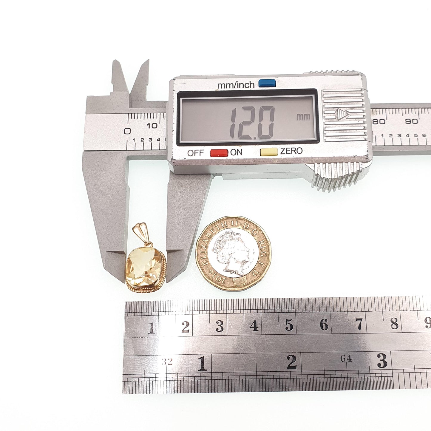 Vintage 9ct 9k Gold Citrine Pendant Necklace Solid 375 Rectangular Cushion Cut Orange Cognac Quartz Hallmarked Womens Jewellery Jewelry