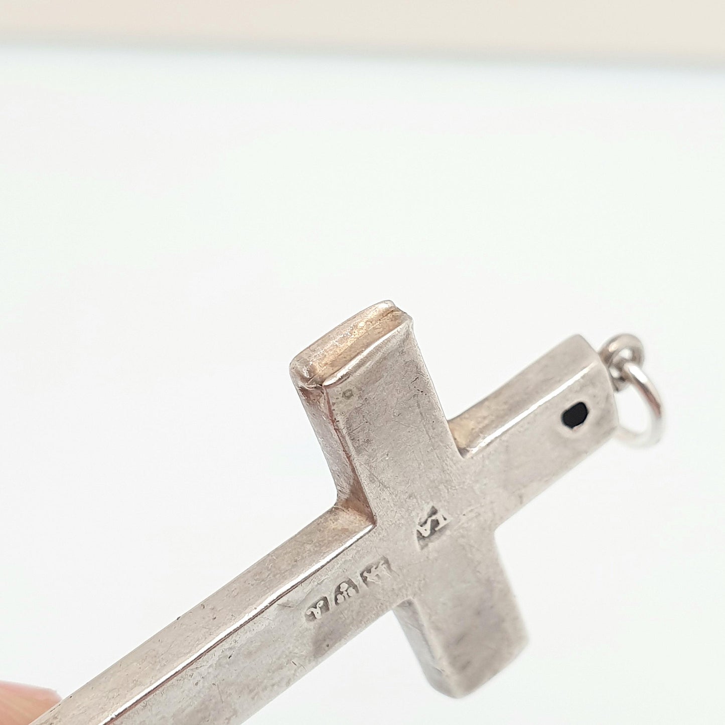 Antique Sterling Silver Crucifix Necklace Pendant 1901 Chester Hallmarked Engraved Cross Catholic Christian Jewelry Vintage Mens Womens