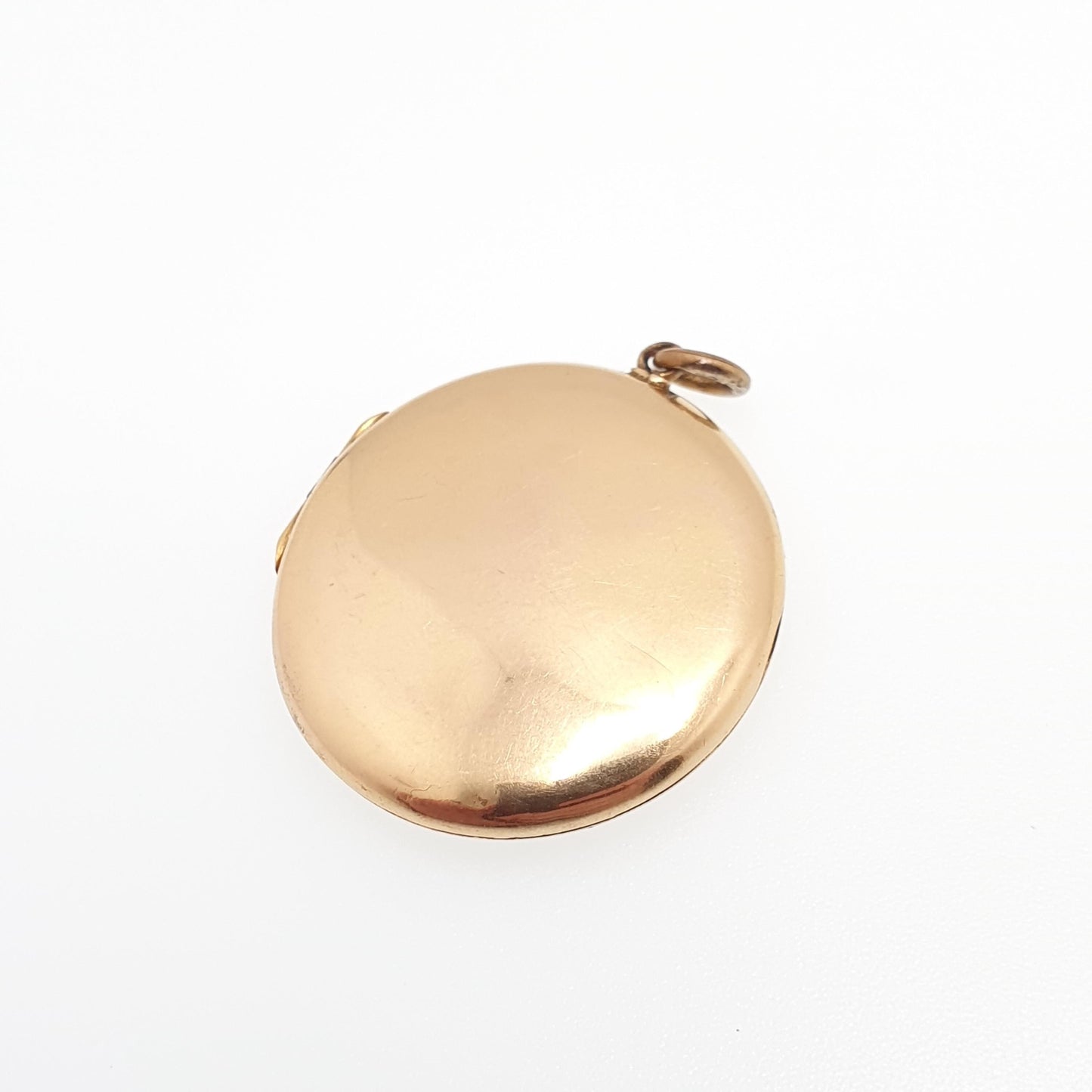 Antique 9ct Gold Round Locket Solid 9k 375 Large Plain Smooth Circle Pendant Fine Big Gift Back & Front Necklace Jewelry Womens Jewellery