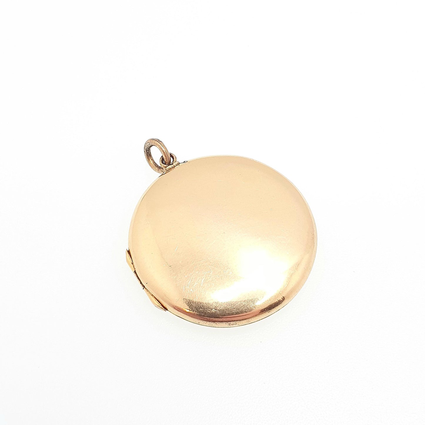 Antique 9ct Gold Round Locket Solid 9k 375 Large Plain Smooth Circle Pendant Fine Big Gift Back & Front Necklace Jewelry Womens Jewellery