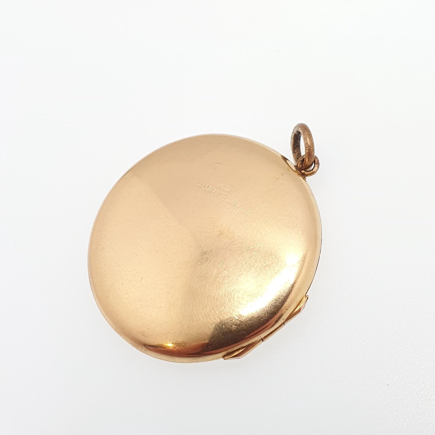 Antique 9ct Gold Round Locket Solid 9k 375 Large Plain Smooth Circle Pendant Fine Big Gift Back & Front Necklace Jewelry Womens Jewellery