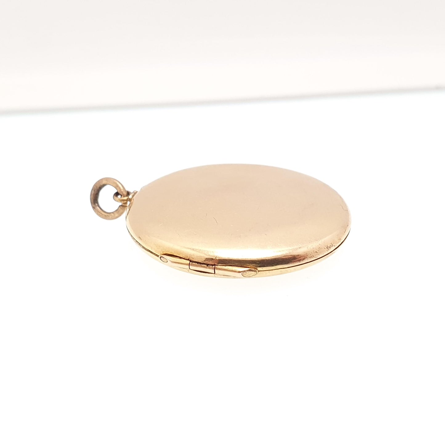 Antique 9ct Gold Round Locket Solid 9k 375 Large Plain Smooth Circle Pendant Fine Big Gift Back & Front Necklace Jewelry Womens Jewellery