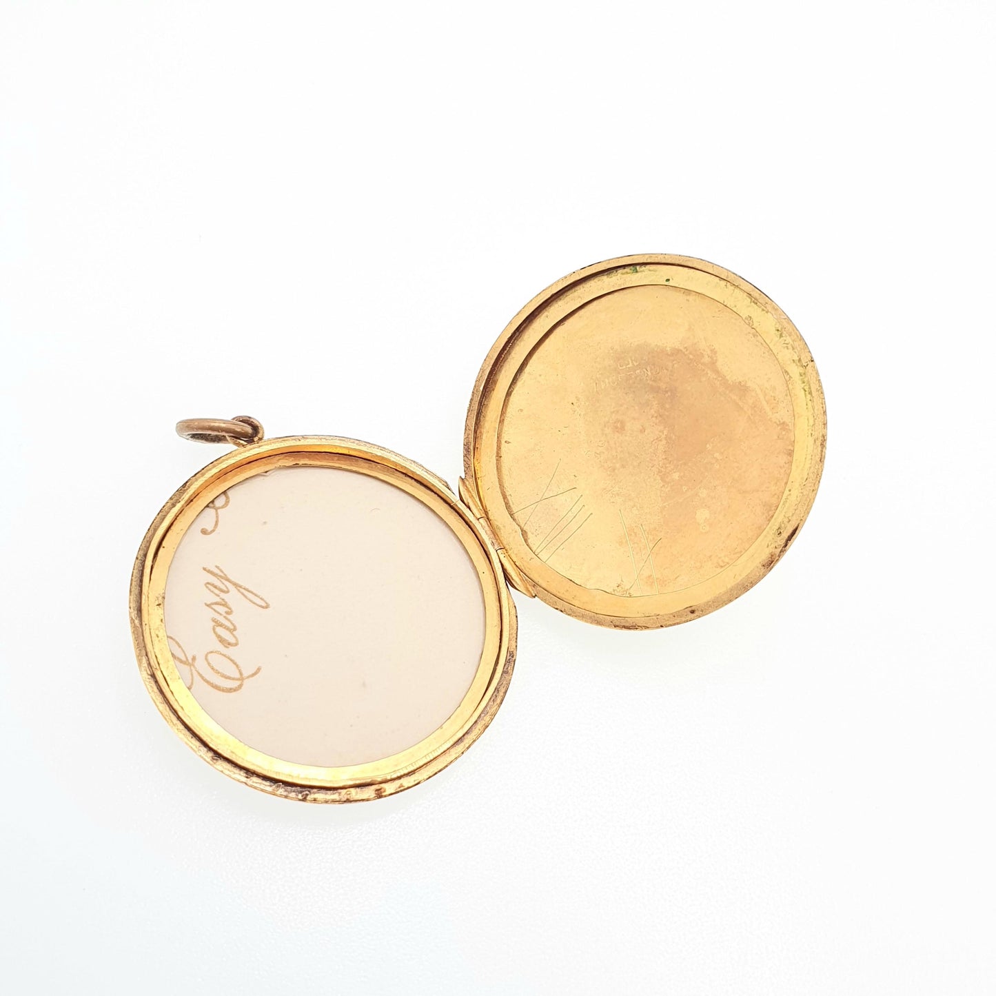 Antique 9ct Gold Round Locket Solid 9k 375 Large Plain Smooth Circle Pendant Fine Big Gift Back & Front Necklace Jewelry Womens Jewellery