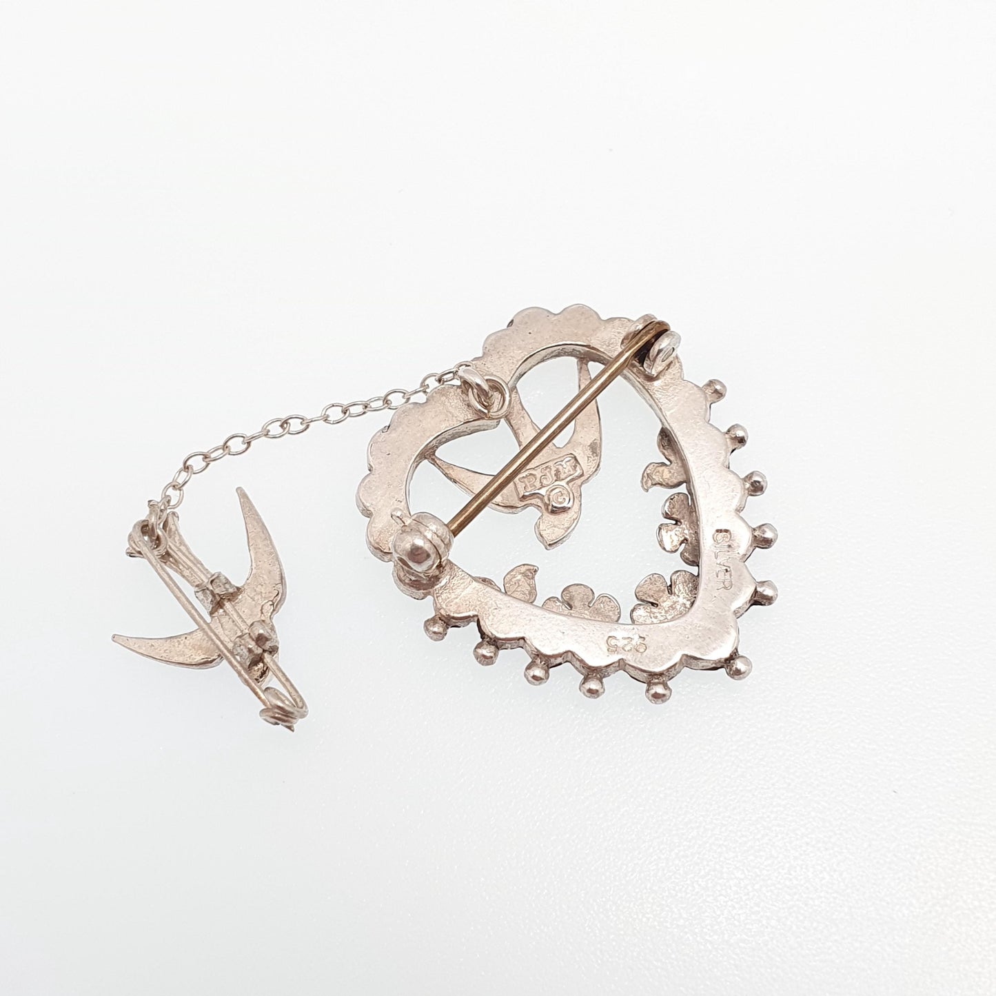 Vintage Sterling Silver Bird Brooch Victorian Style Sweetheart Birds Safety Pin PJM Cute Swallow Swift Gift Pin Vintage Jewelry Jewellery