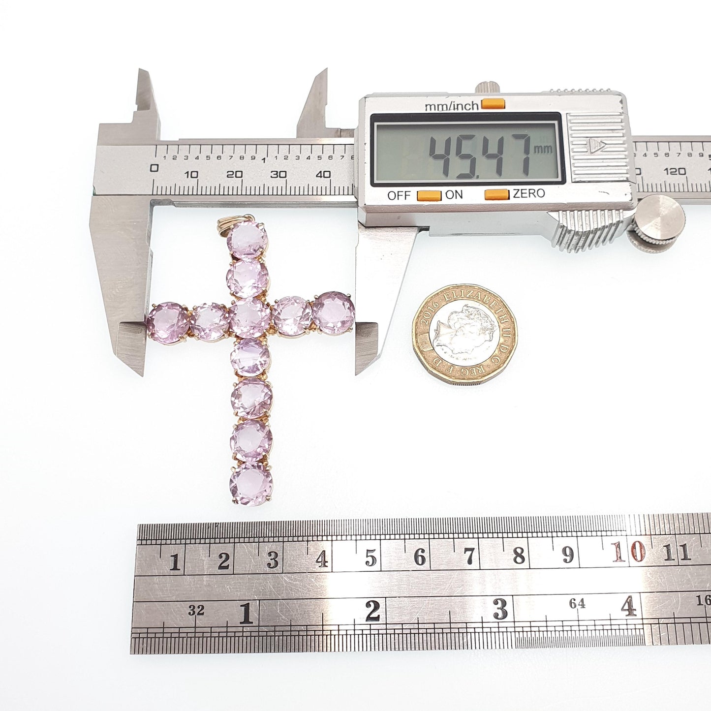 Antique Victorian Solid Silver Amethyst Crucifix Necklace Pendant Cross Natural Gemstone Quartz Gold Gilt Christian Jewelry Vintage Jewelry