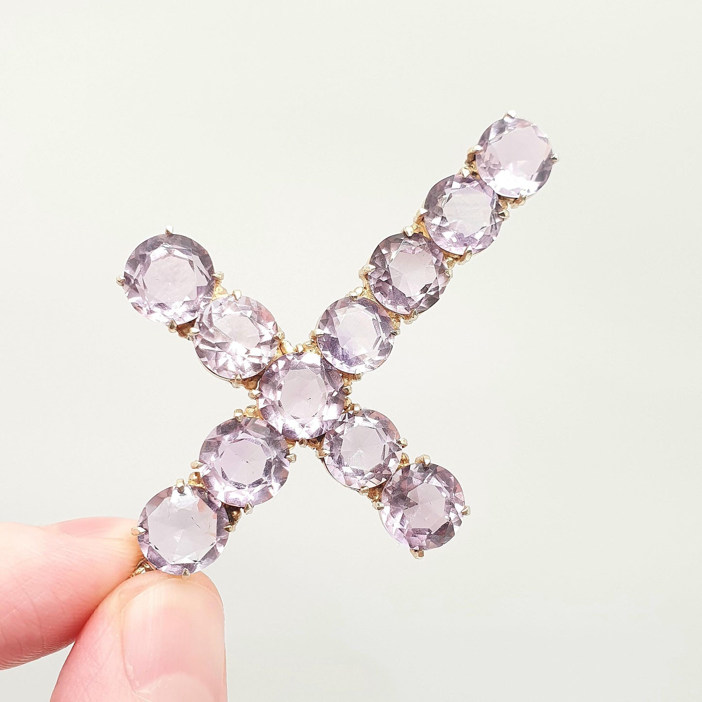 Antique Victorian Solid Silver Amethyst Crucifix Necklace Pendant Cross Natural Gemstone Quartz Gold Gilt Christian Jewelry Vintage Jewelry