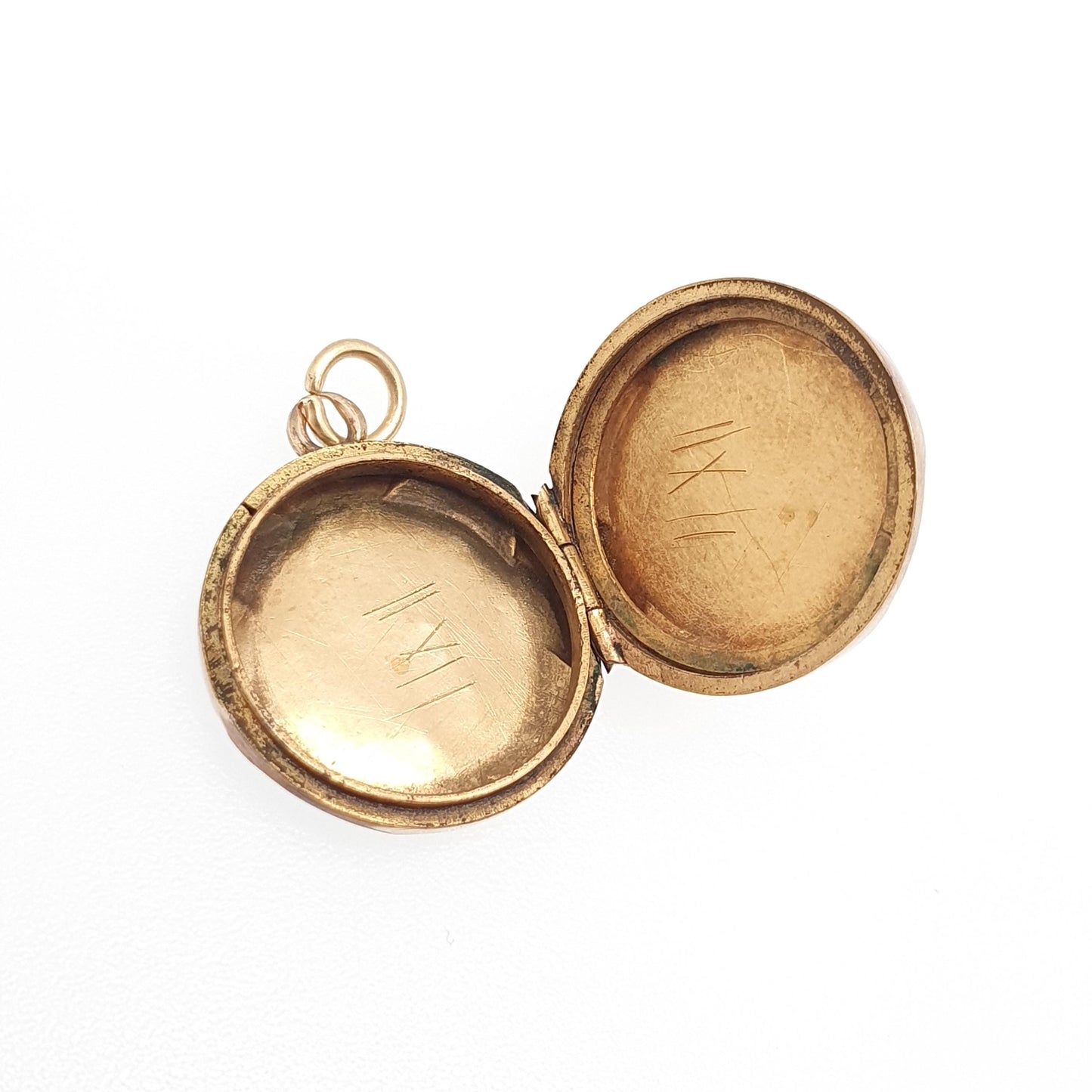 Antique 9ct Rose Gold Locket Round Circle Solid 9k 375 Engraved Small Cute Pendant Love Gift Back & Front Necklace Jewelry Womens Jewellery