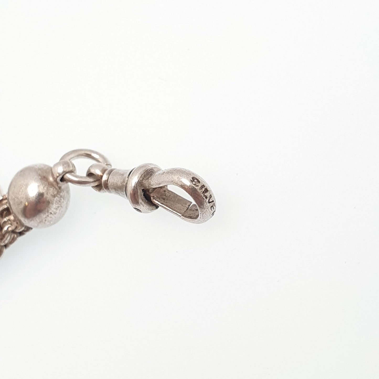 Antique Solid Silver Albertina Bracelet Victorian Etruscan Bead Belcher Link Engraved Chain 10.09g 19cm Vintage Womens Jewelry Jewellery