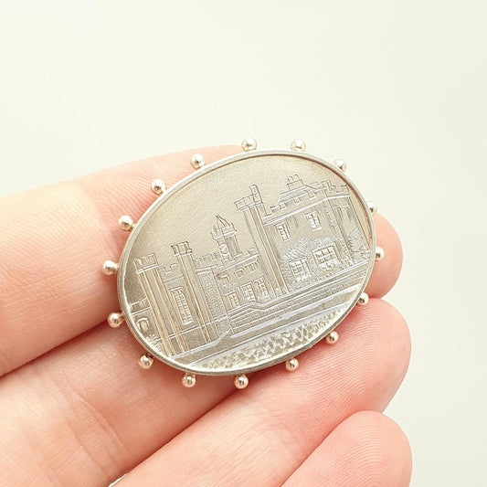 Antique Victorian Sterling Silver Estate Manor Brooch Castle Palace British Tourism Building UK Genuine Rare Womens Jewelry Jewellery
