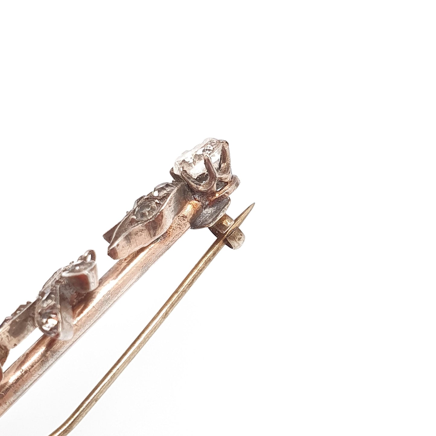 Antique Victorian Fly Brooch Solid Silver Diamond Paste Pastes Bar Pin Vintage 1800s Bug Insect Gift Vintage  Rare Womens Jewelry Jewellery