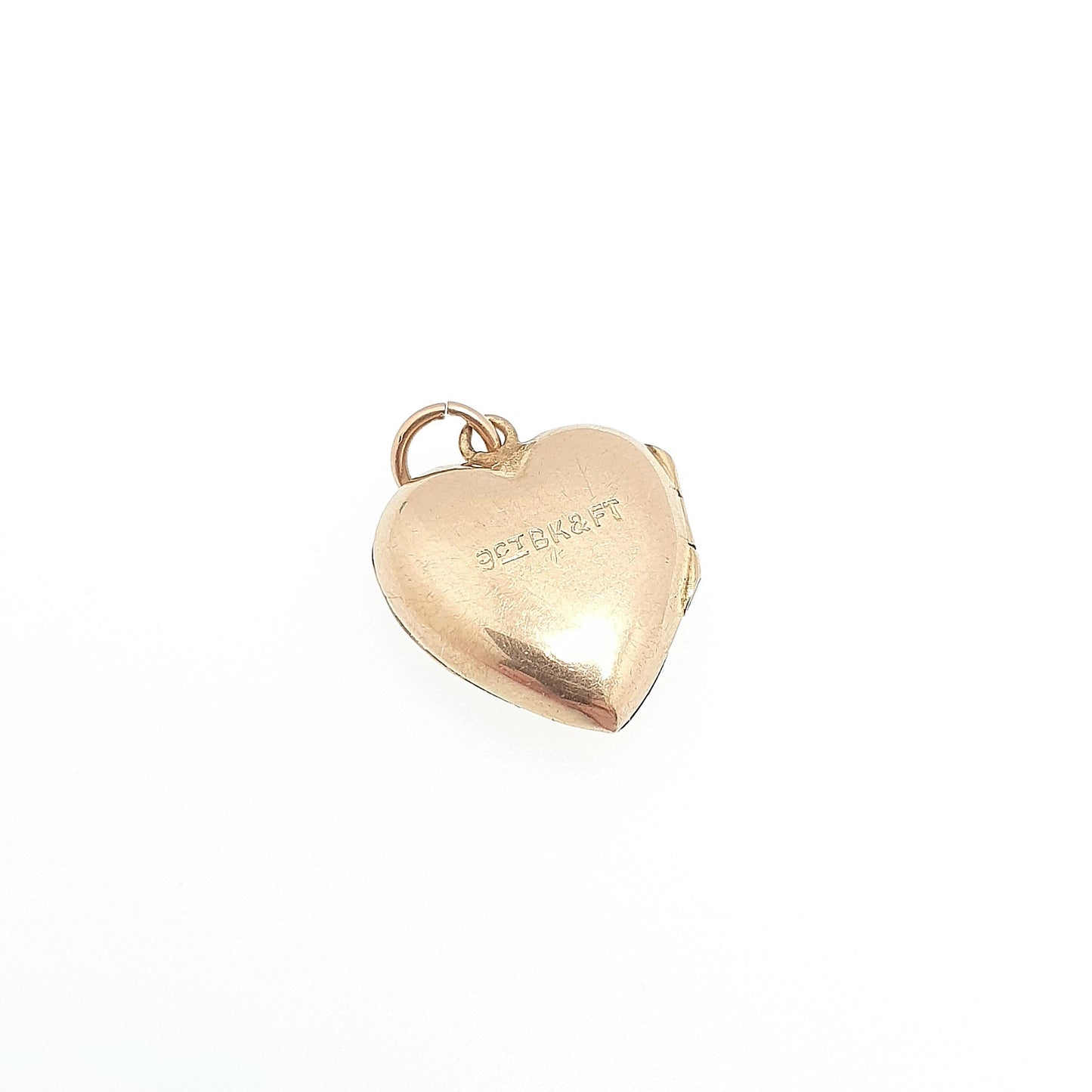 Antique 9ct Gold Heart Locket Tiny Puffer Small Cute Engraved Solid 9k 375 Pendant Back & Front Necklace Sweet Gift Jewelry Womens Jewellery