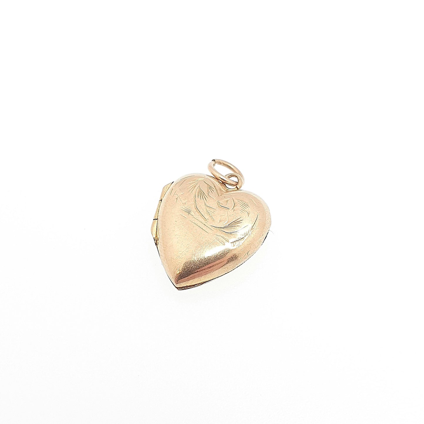 Antique 9ct Gold Heart Locket Tiny Puffer Small Cute Engraved Solid 9k 375 Pendant Back & Front Necklace Sweet Gift Jewelry Womens Jewellery