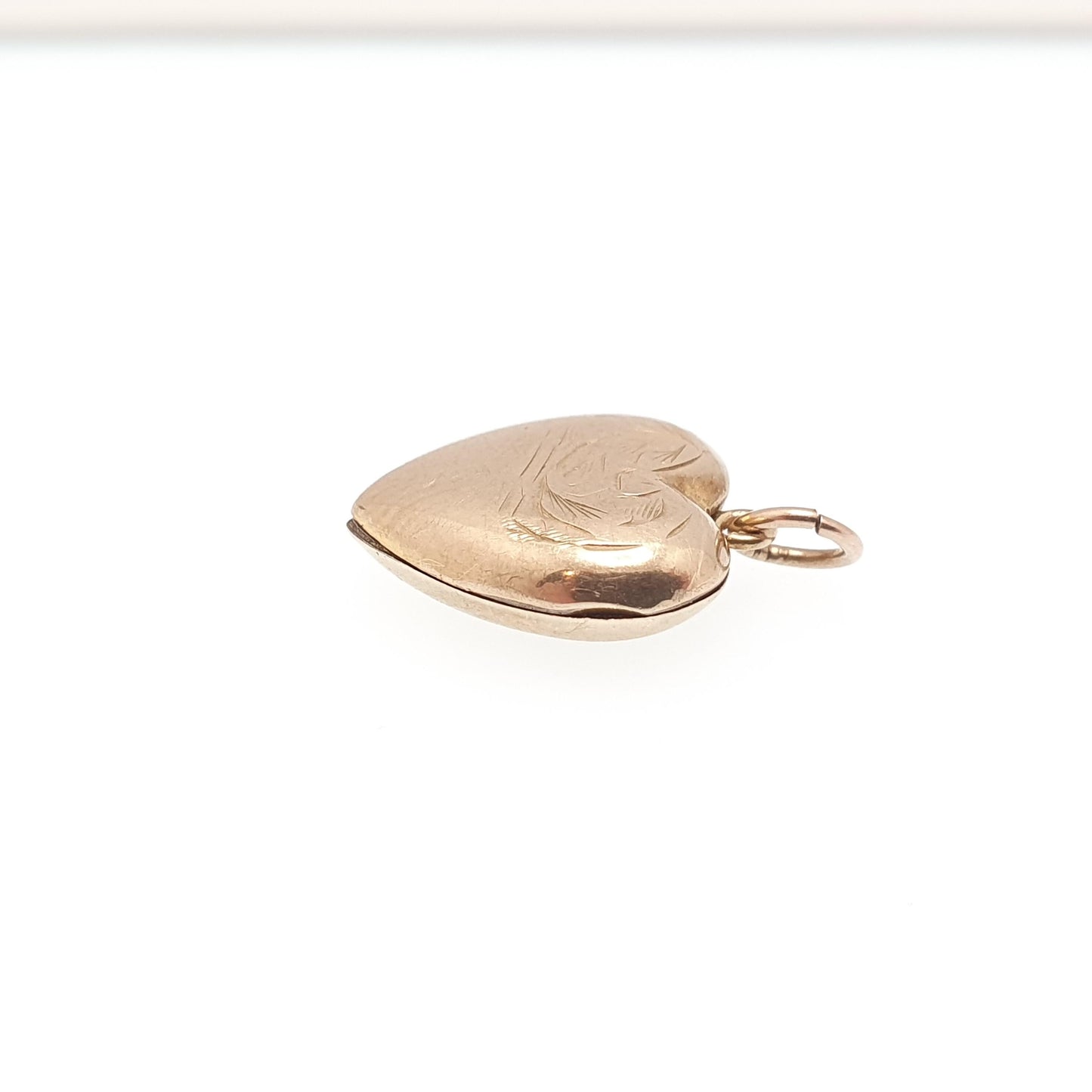 Antique 9ct Gold Heart Locket Tiny Puffer Small Cute Engraved Solid 9k 375 Pendant Back & Front Necklace Sweet Gift Jewelry Womens Jewellery
