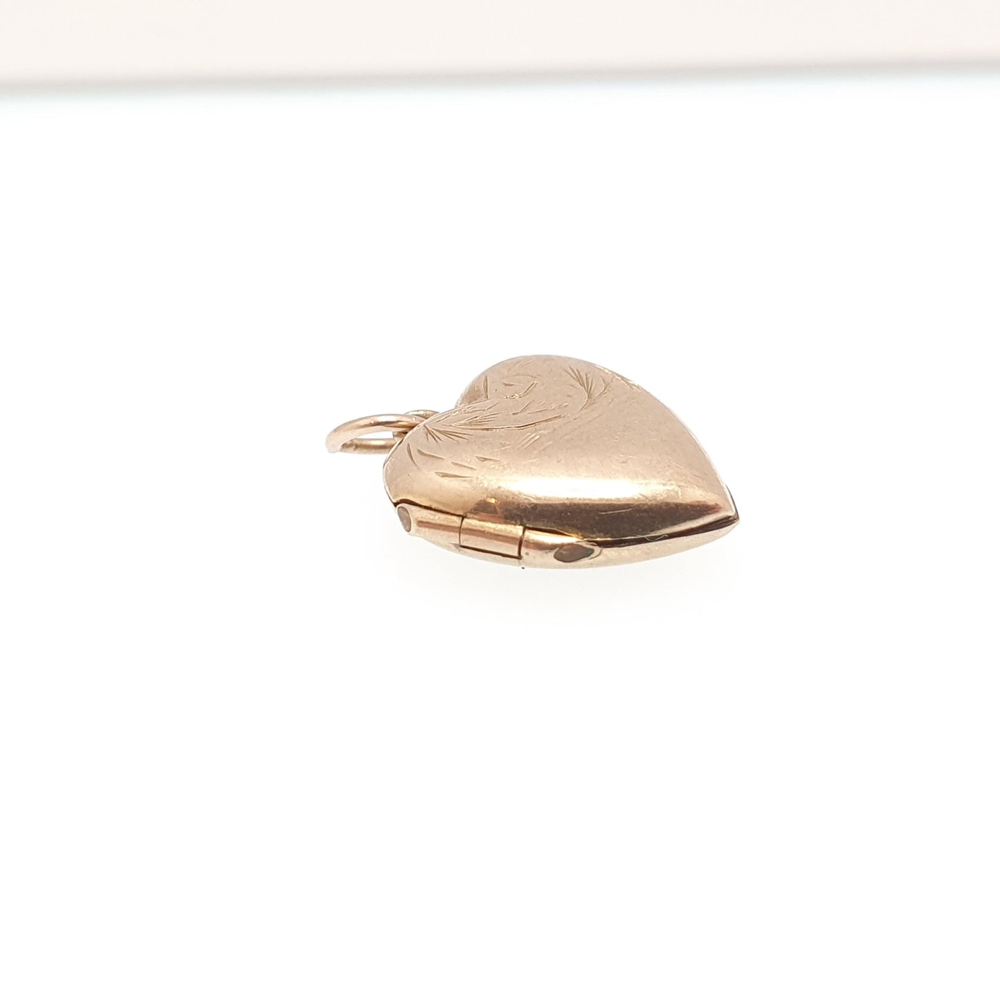 Antique 9ct Gold Heart Locket Tiny Puffer Small Cute Engraved Solid 9k 375 Pendant Back & Front Necklace Sweet Gift Jewelry Womens Jewellery