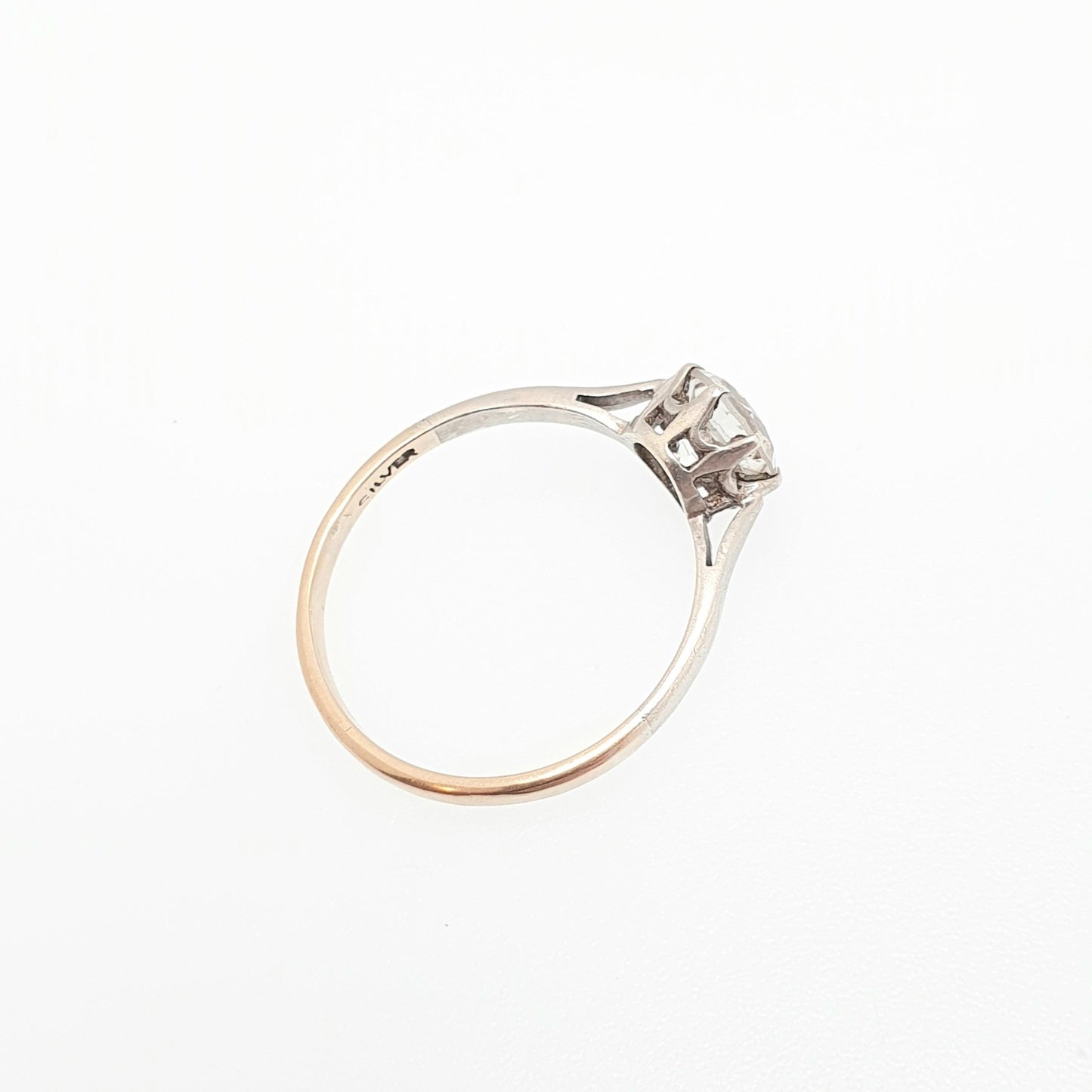 Antique Art Deco 9ct Gold White Spinel Ring Solitaire Large Big Solid Silver 9k 375 Genuine Gemstone 1920s Vintage Cocktail Jewelry