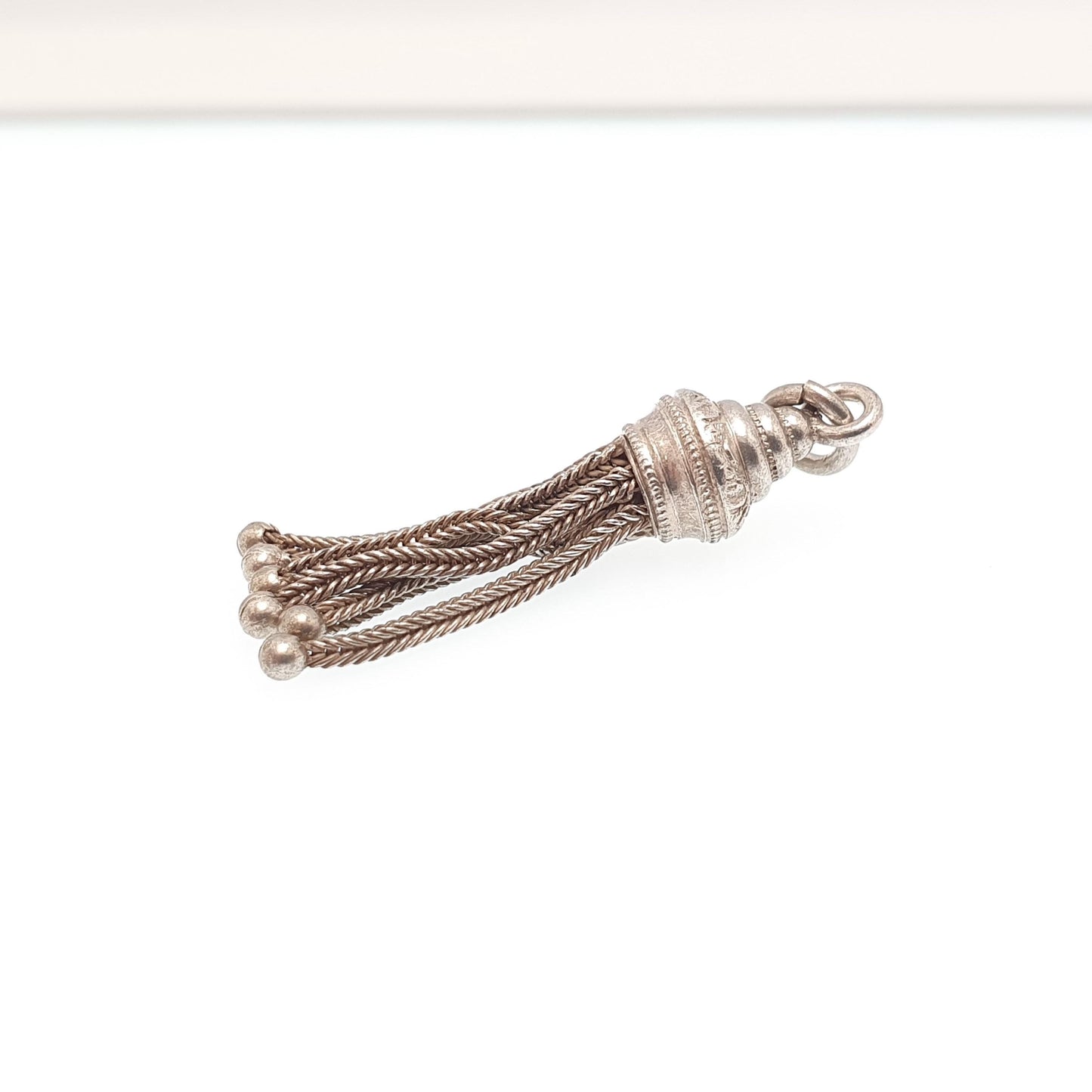 Antique Solid Silver Tassel Fob Victorian Necklace Pendant Bracelet Charm 1800s Genuine Albert Albertina Chain Vintage Womens Jewelry