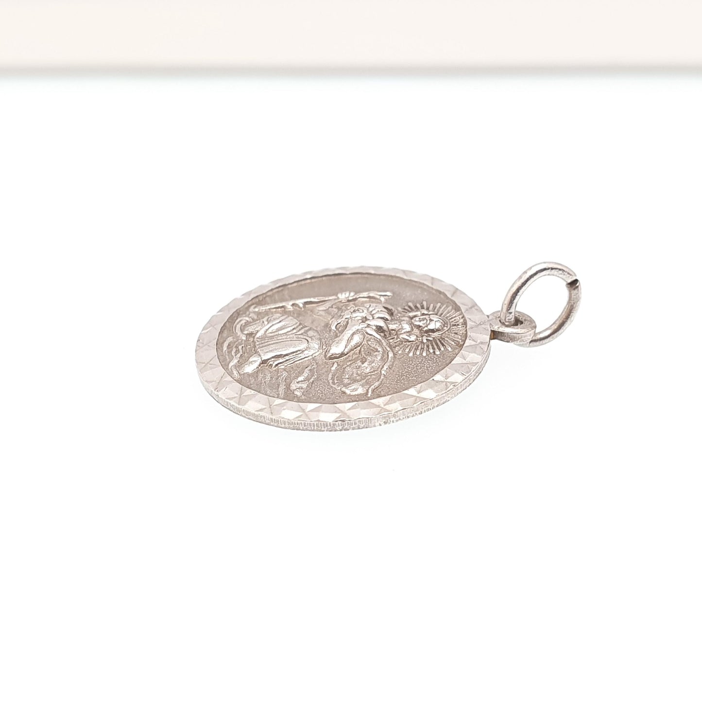 GEORG JENSEN Vintage Sterling Silver St Christopher Pendant Necklace Small Hallmark Genuine Saint Jewellery Jewelry Men Women 925 Travel