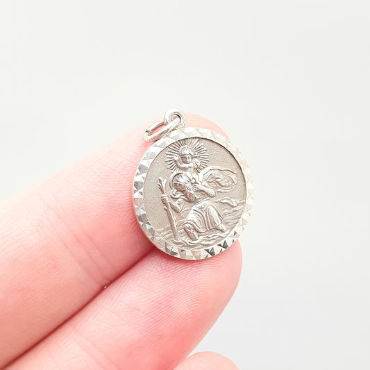 GEORG JENSEN Vintage Sterling Silver St Christopher Pendant Necklace Small Hallmark Genuine Saint Jewellery Jewelry Men Women 925 Travel