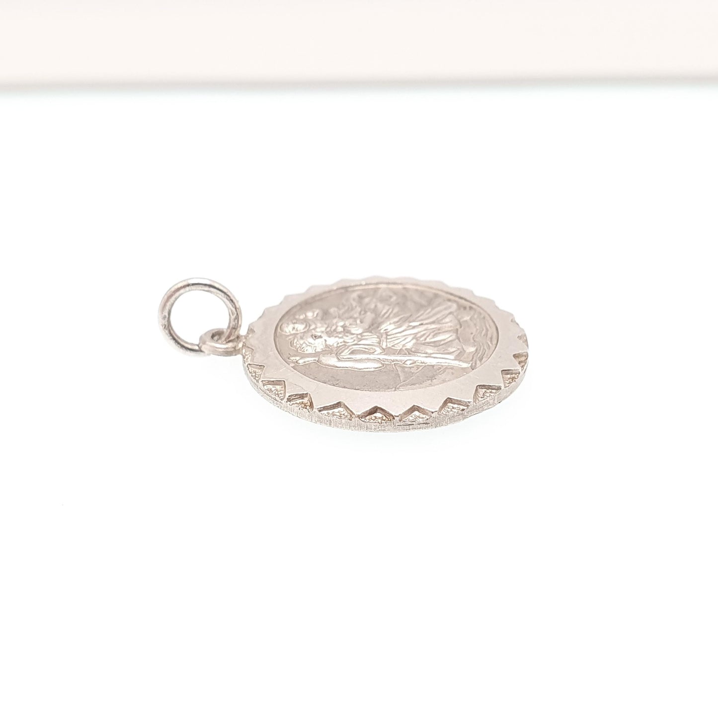 GEORG JENSEN Vintage Sterling Silver St Christopher Pendant Necklace Small Plane Car Double Sided Genuine Saint Jewellery Jewelry Women